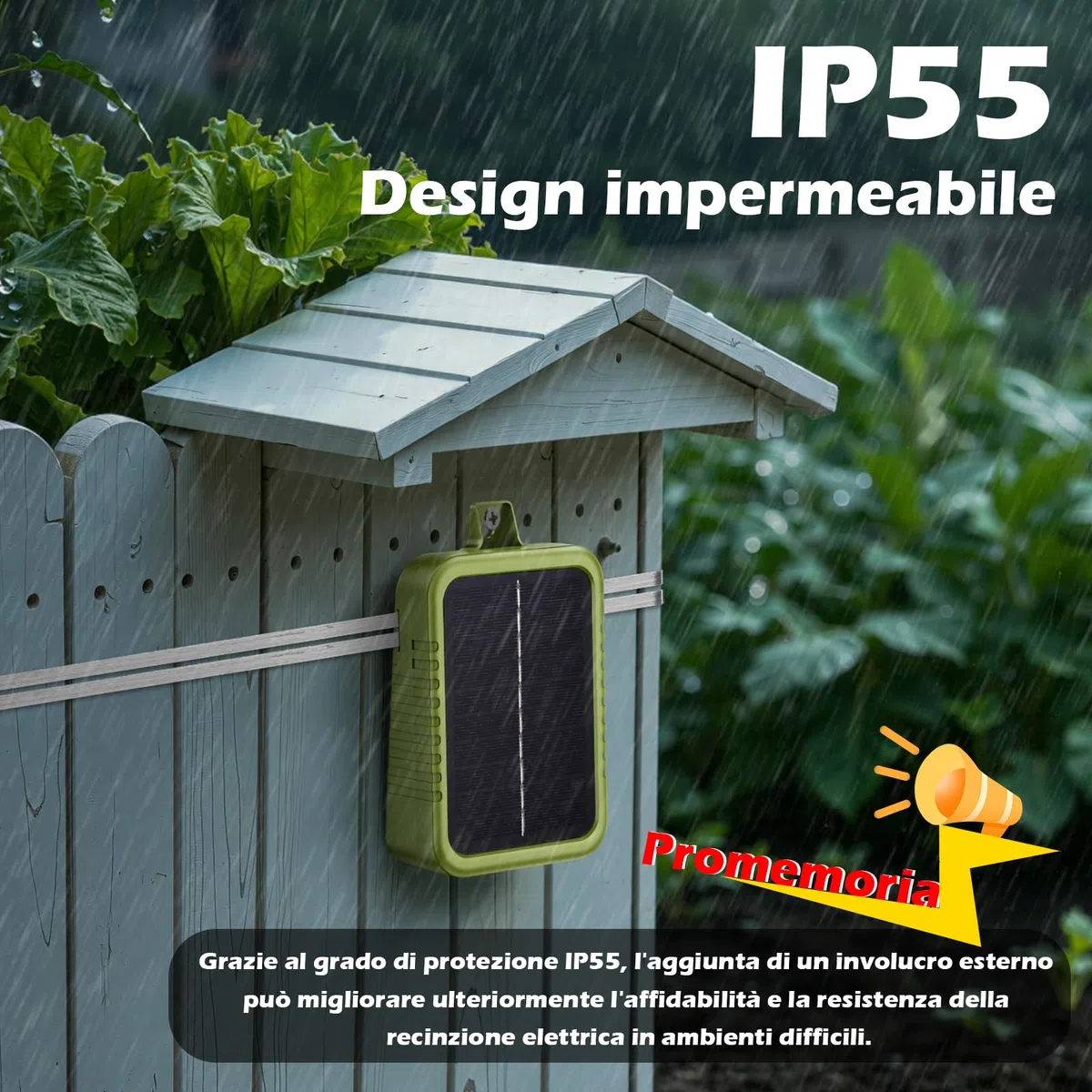 Kit di Recinto Elettrico Anti-Lumache, Pannello Solare 2W e Batteria al Litio Integrata 2.4Ah, Dispositivo di Protezione con Nastro Recinto 12m e Accessori Anti-Lumache, per Protezione Giardini