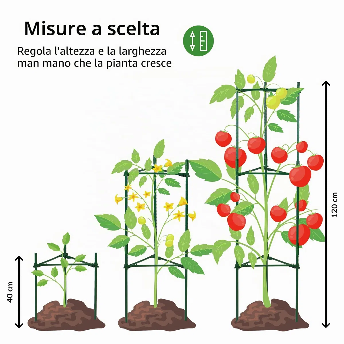2 Supporti Per Pomodori | Aiuta Le Tue Piante A Crescere | Gabbie E Tralicci Per Verdure Rampicanti | Regolabile | Supporto Pomodori | Pianta