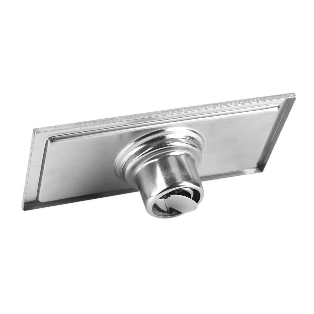 Scarico a Pavimento, 20x10cm Argento Canalina di Scarico Rettangolo in Acciaio Inox, Canalina per Doccia con Griglia Adatto per WC, Bagno, Balcone
