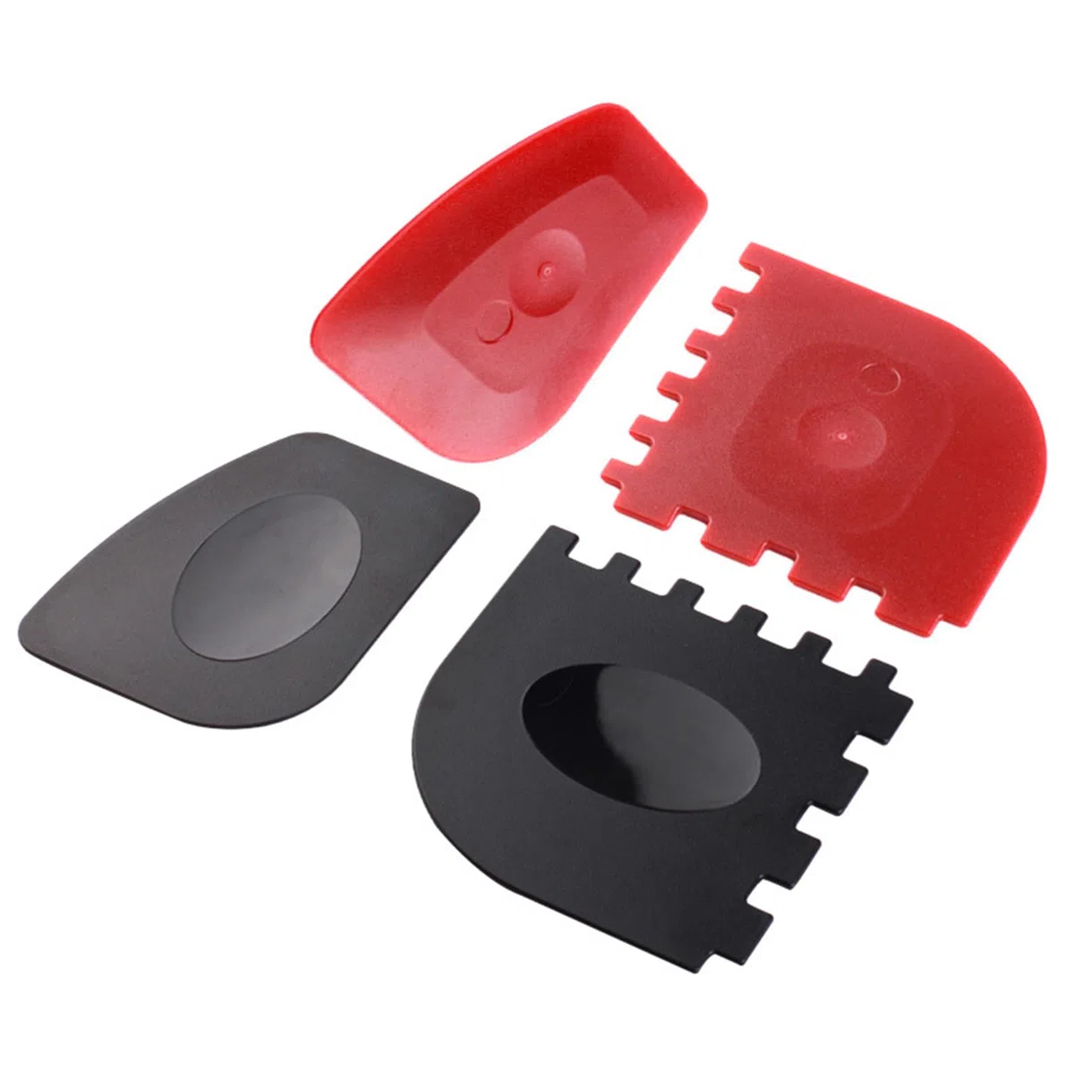 4 Pezzi BBQ Grill Raschietto Plastica Grill Raschietto Set Pentola Raschietto Padella Pulizia Padelle in Ghisa per Cucina Piatti Grill Padelle Pulizia Utensili da Cucina Rosso Nero