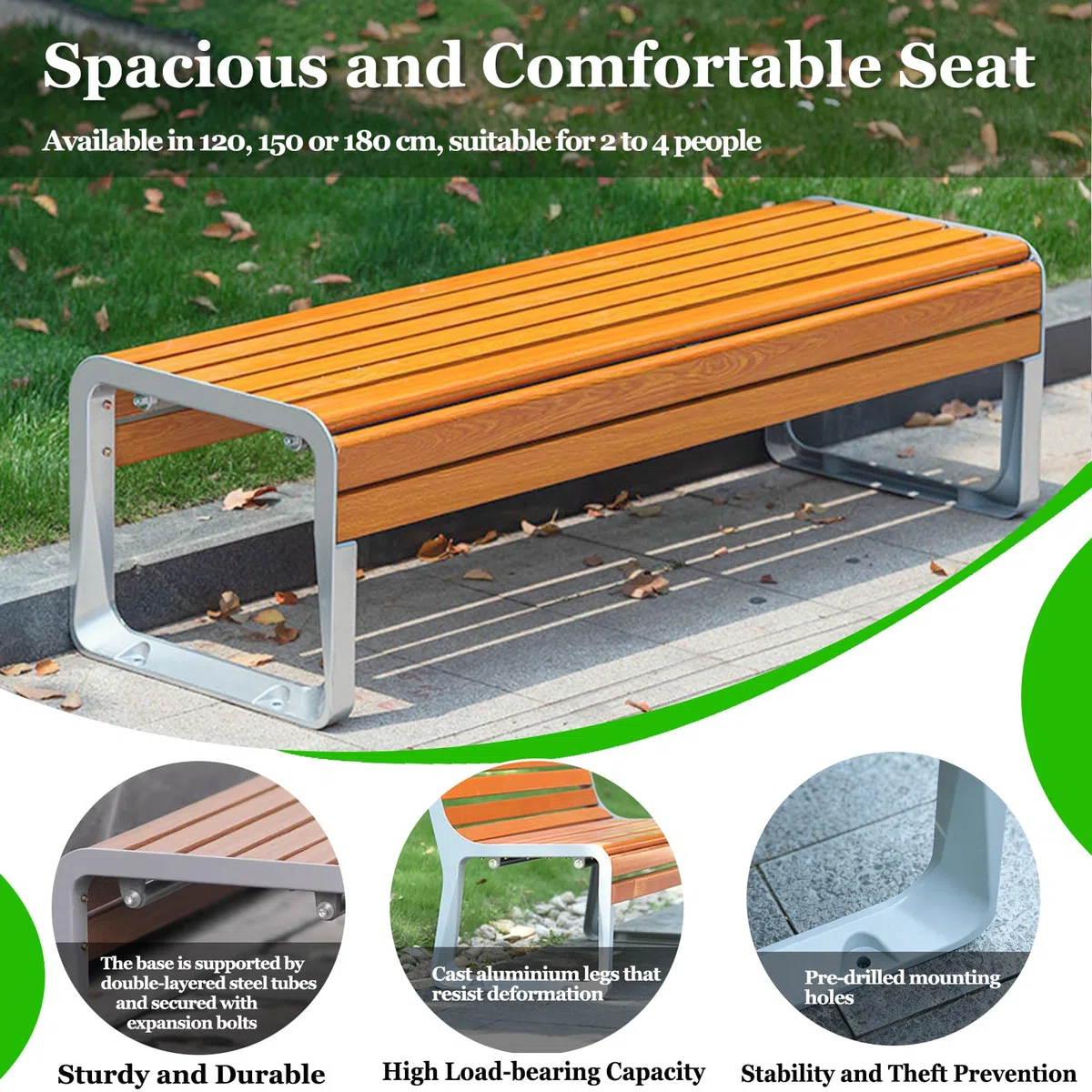 Panchina da esterno resistente alle intemperie 2 3 posti 120 cm sedile da giardino facile da montare patio pelliccia blu Loveseat per terrazza e Ln perfetta per rilassarsi all'aperto