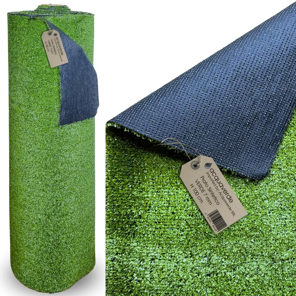 acquaverde | Prato Sintetico da 7mm per Giardino, Balcone, Terrazzo e Piscina 1x5 mt (5 mq) – Erba Artificiale, Sintetica Resistente al Calpestio e Raggi UV, Facile da Pulire