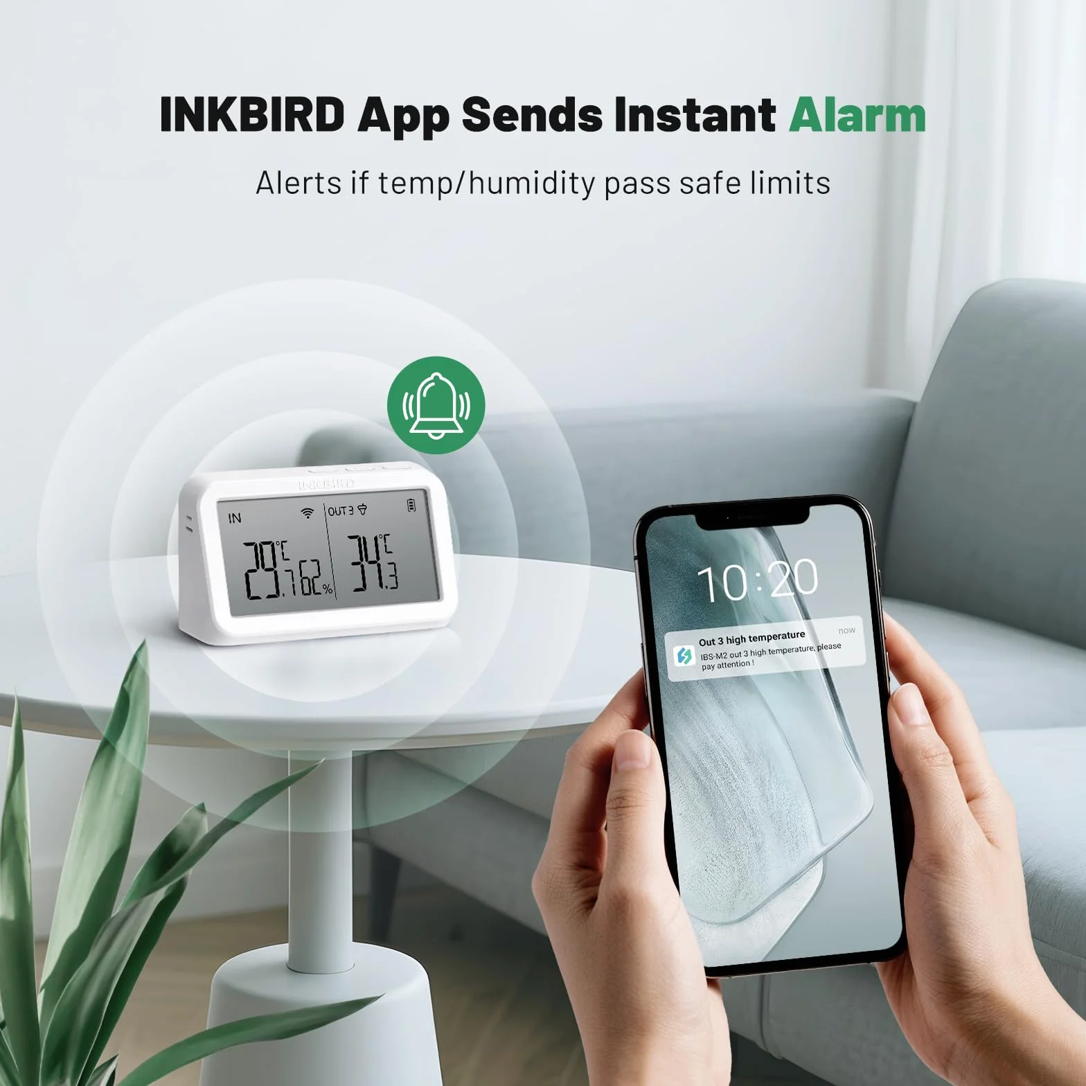 Inkbird Termometro Piscina WiFi con Passerella, Monitor Interno con Sensore di Temperatura e Umidità, Monitoraggio 9 Canali, Controllo App, Avviso Notifica | Monitor Interno, Monitoraggio 9 Canali, Controllo App, Spa Bagno Acquario