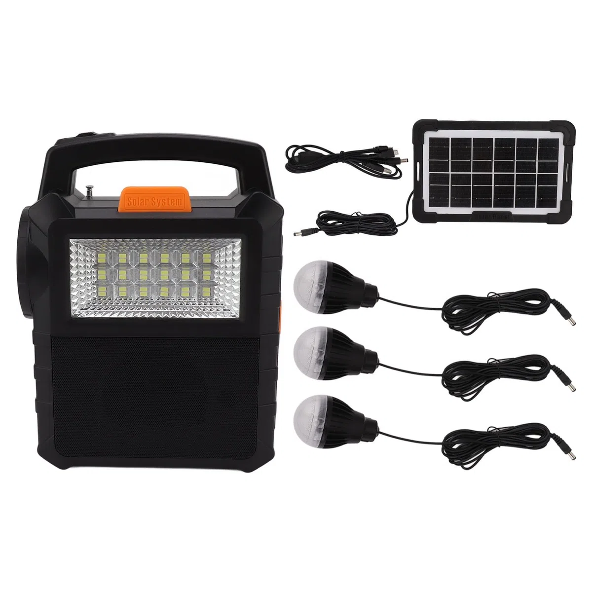 Denash Generatore solare portatile, leggero e compatto, luci a LED integrate, ad energia solare per campeggio all'aperto, emergenza domestica