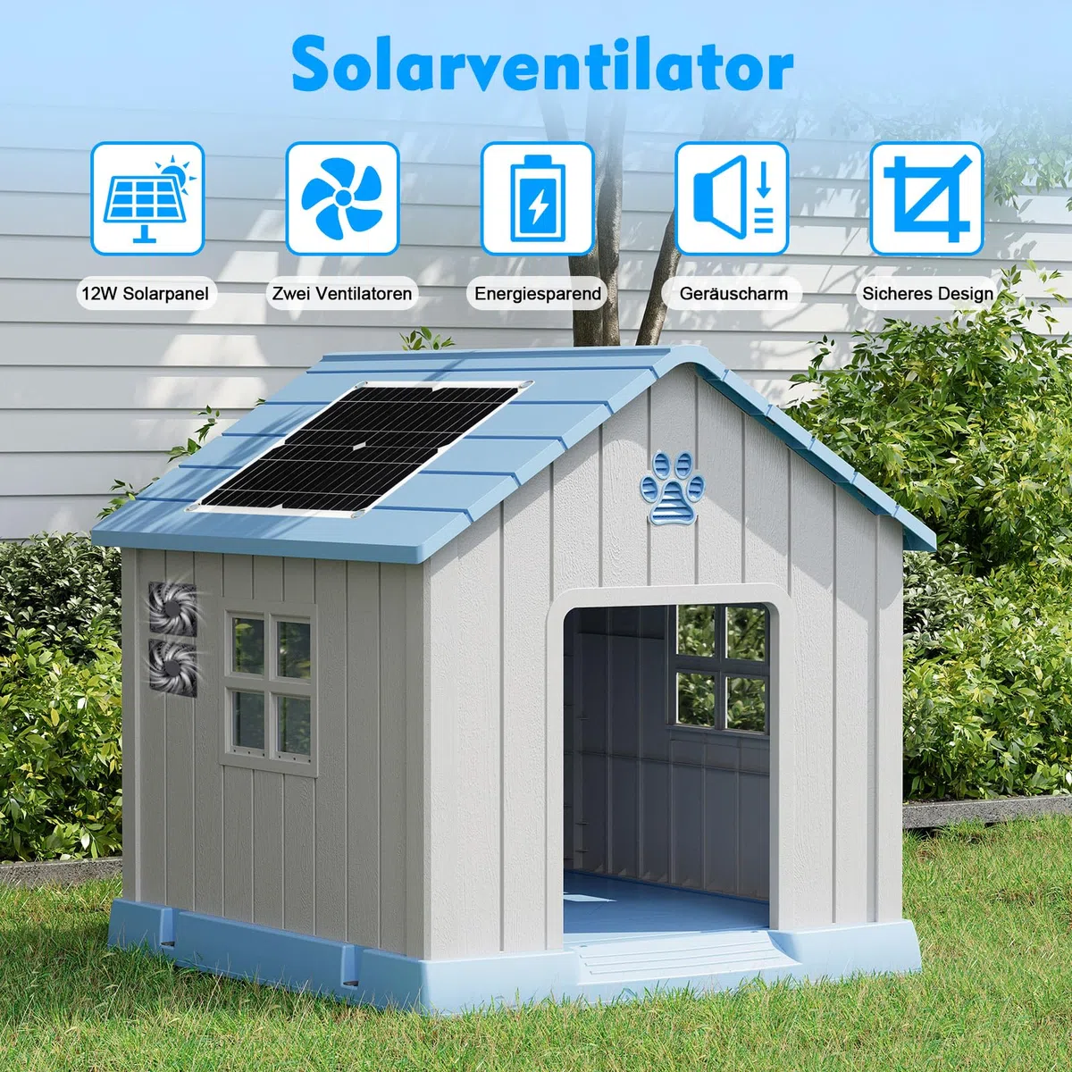 12W Ventilatore a energia solare, ventilatore solare con doppio ventilatore DC per scarico finestra, casette da giardino, piccoli pollai, serre, casette per animali