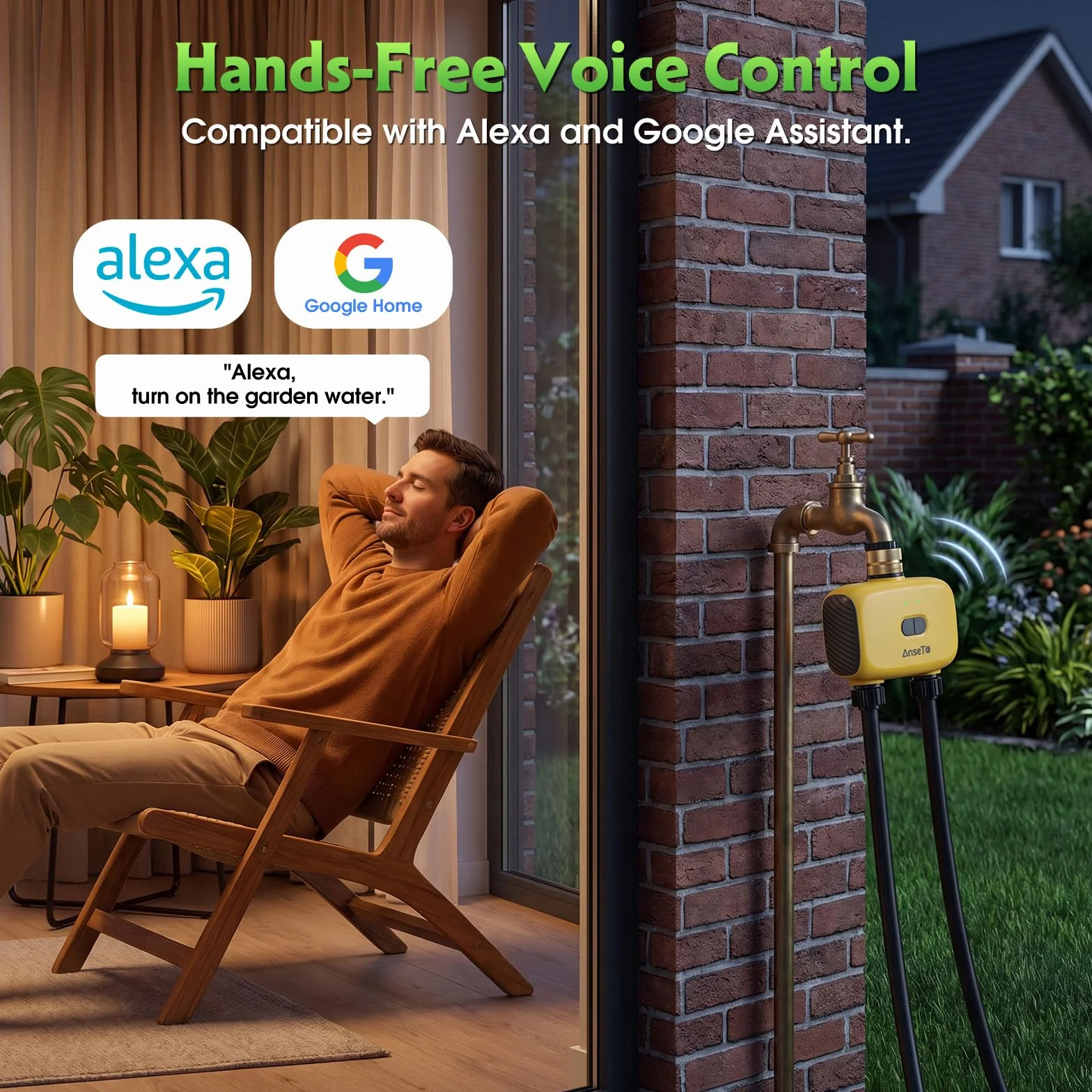 Centralina per Irrigazione WiFi da Rubinetto con 2 Uscite | 2 Uscite con Programmazione Indipendente, WiFi Hub con Controllo Tramite APP, Timer Programmabile e Ritardo Pioggia per Prato