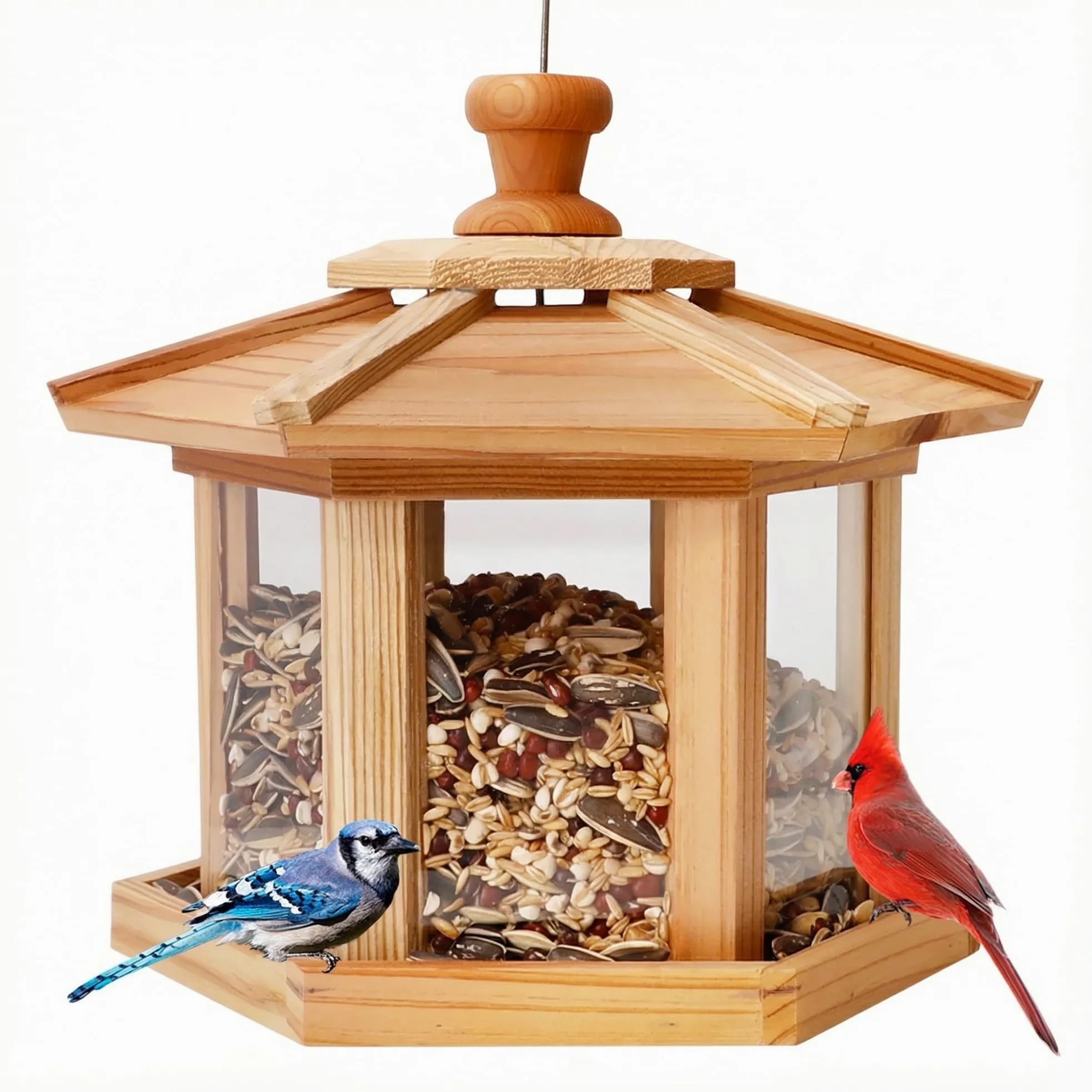 Solution4Patio Expert in Garden Creation #G-B121A00-US Padiglione esagonale Mangiatoia per uccelli Japanesecedar