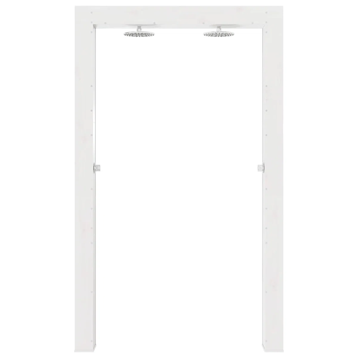 Doccia per esterni in legno massello di pino e acciaio inox, bianco, 226 cm, con tubo doccia regolabile in altezza, soffione girevole, resistente alle intemperie, per giardino, piscina