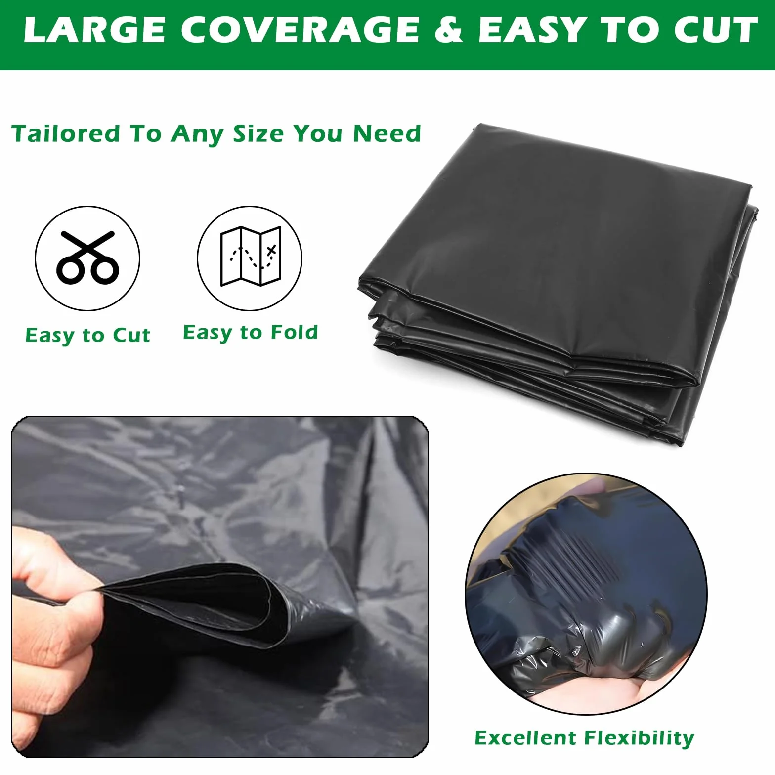 PALUDO 2 x 10M Telo di Ricambio in Polietilene Nero per Serre, Foglio di Ricambio in PVC per Serra Extra Spesso, Copertura Serra per Protezione delle Piante da Giardino (125Mu / 500G)