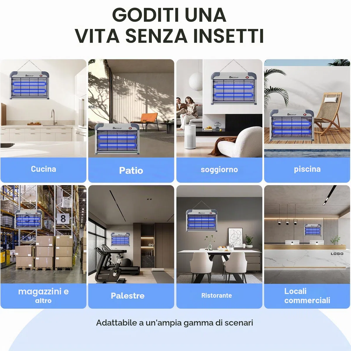 Killer elettronico per zanzare da interni, Killer per insetti, Killer per mosche, Potente killer elettrico per zanzare da 2800 V - 2 pezzi Lampadine di ricambio extra