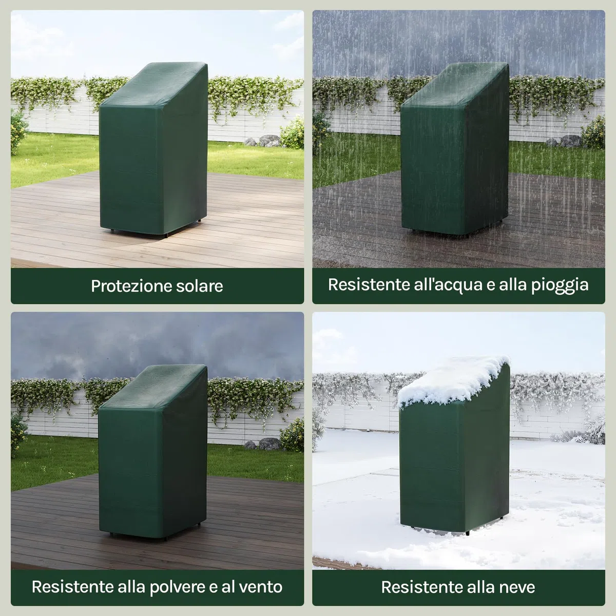 WOLTU Copertura Protettiva per Sedie, Sdraio da Esterno in PE, Copertura per Mobili da Giardino 65x65x120/80 cm Telo Anti-UV idrorepellente Resistente allo Strappo