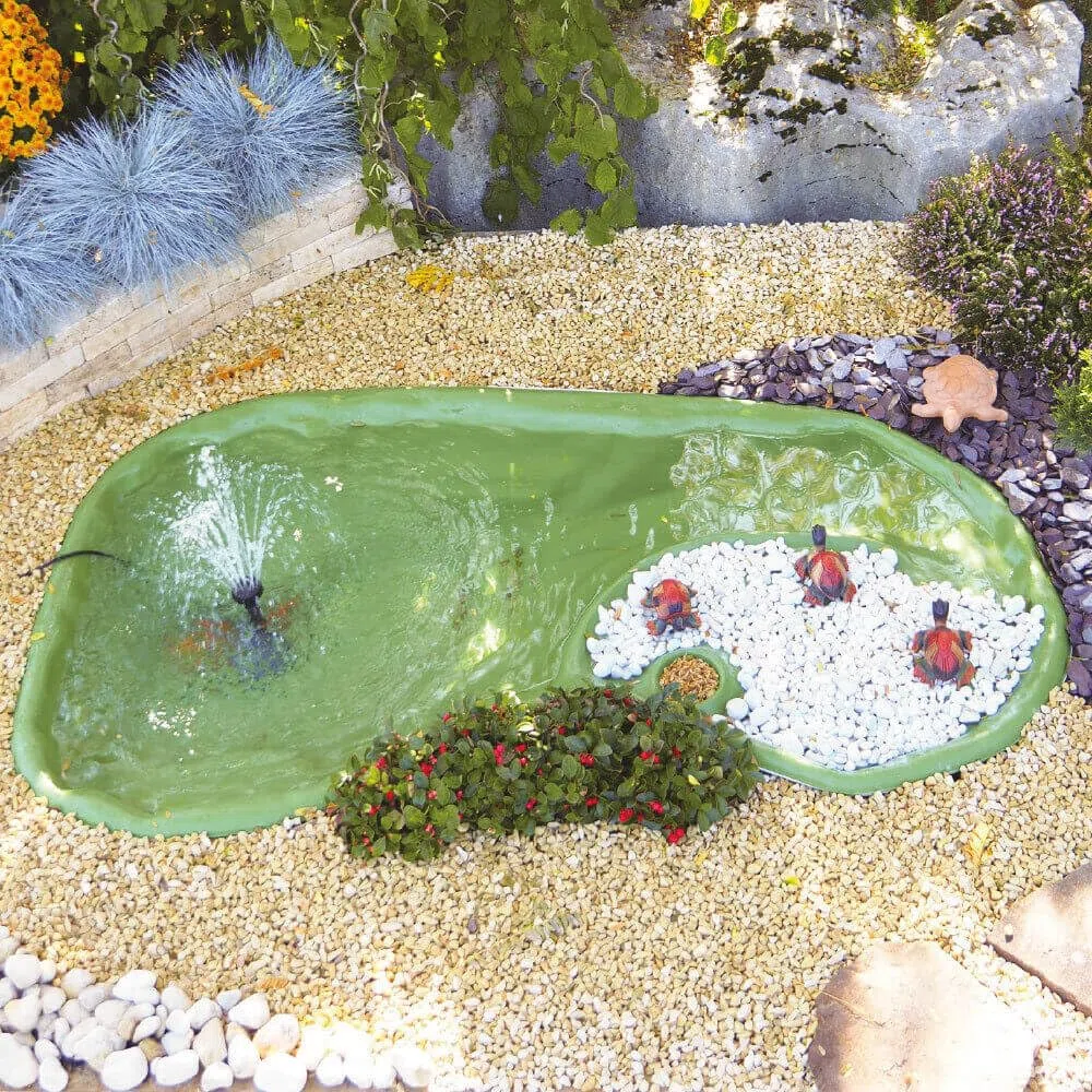 Giordanoshop Laghetto Artificiale Verde da Giardino per Tartarughe 185x105x32 cm 210 Litri