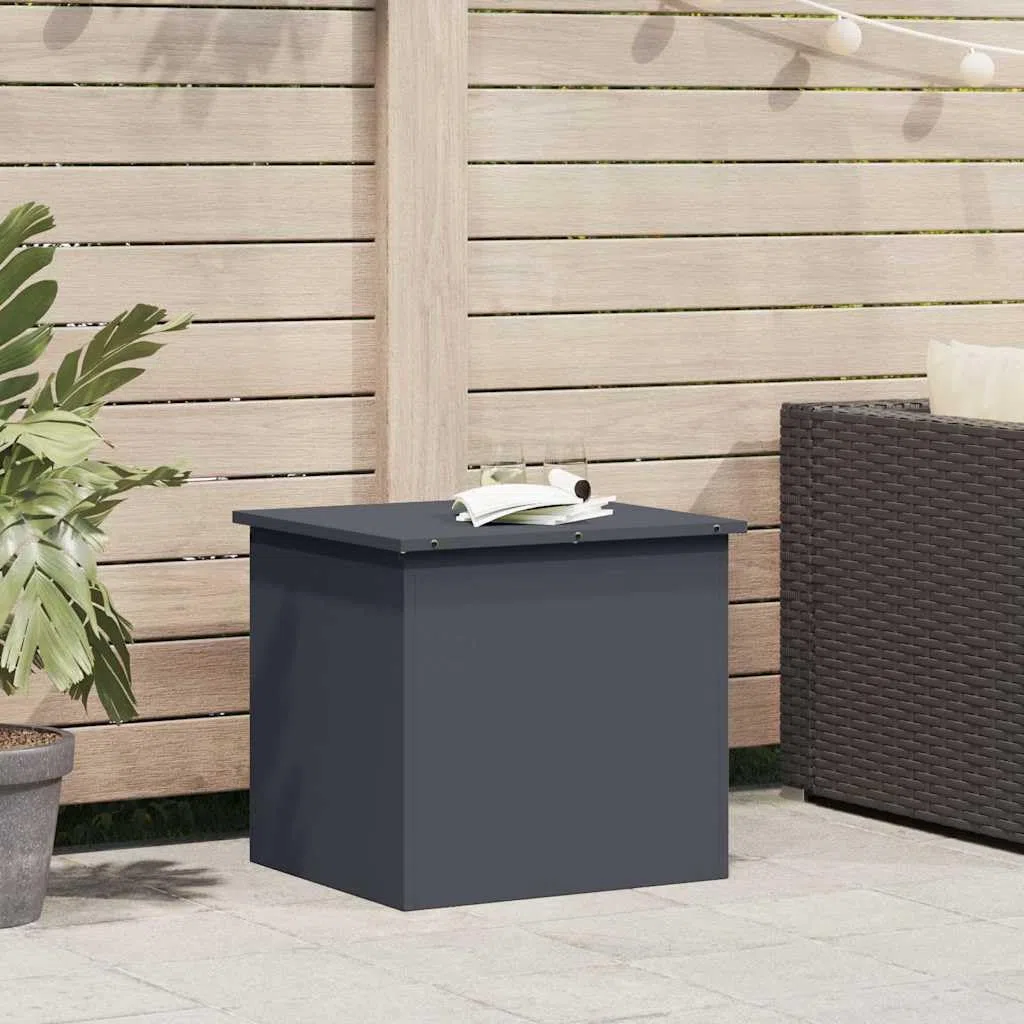 Contenitore per cuscini da giardino in acciaio, 55 x 50,5 x 50 cm, antracite, coperchio sollevatore a gas per sistema di organizzazione, spazio per esterni, per terrazza e giardino