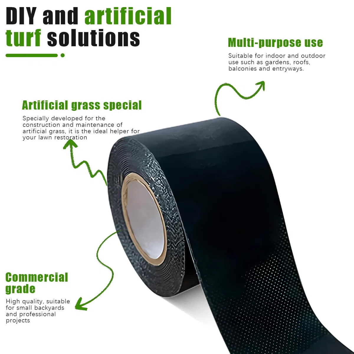 Confezione da 2 nastri biadesivi resistenti per erba artificiale 50 mm x 5 m nastro adesivo per prato e uso esterno