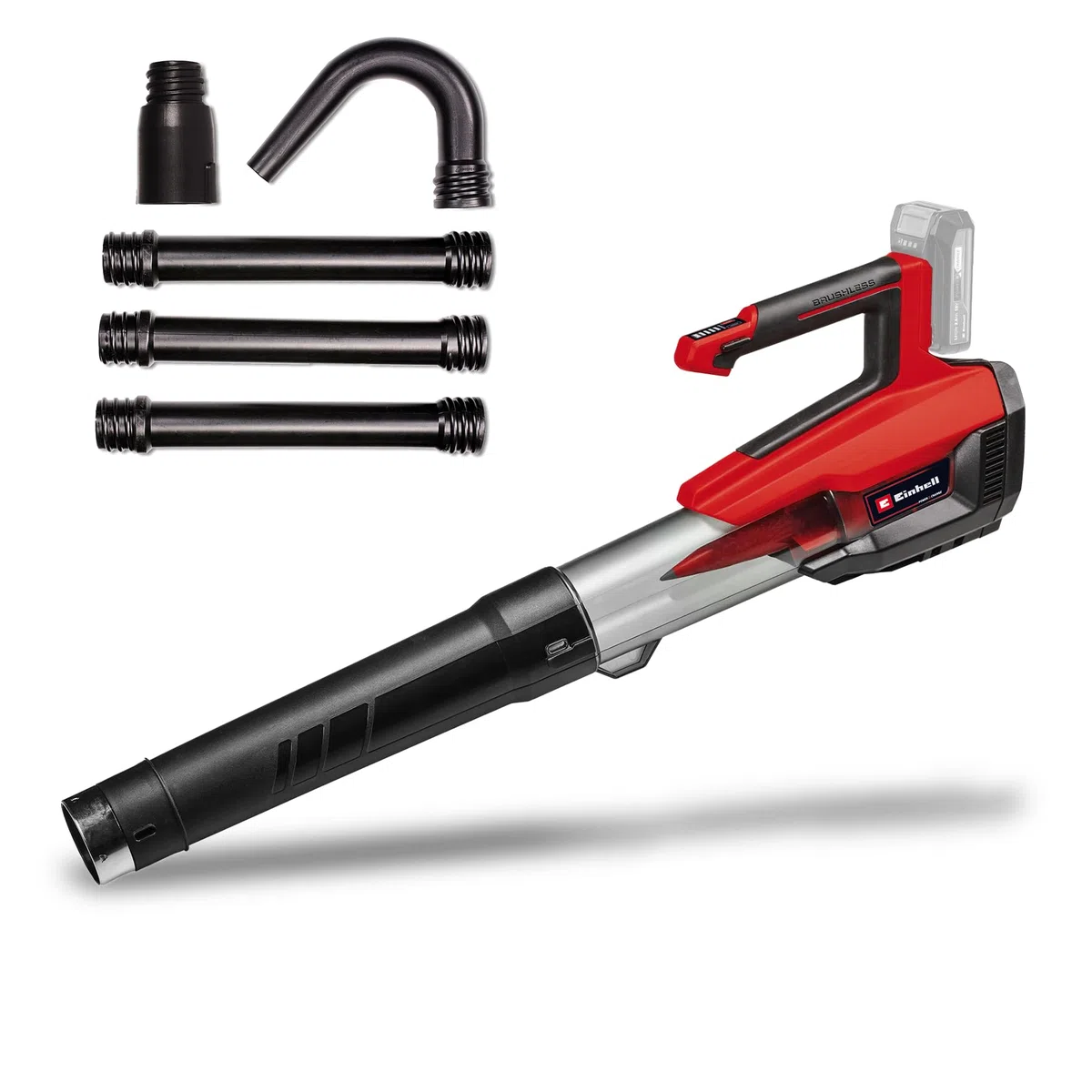 Einhell Soffiatore per foglie a batteria GP-LB 18/200 Li GK-Solo Power X-Change (ioni di litio, tecnologia girante assiale, potenza soff. 670 m³/h, set pulizia grondaie, senza batteria/caricabatt.)