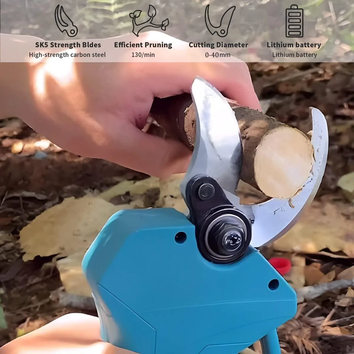 Cesoie da Potatura Elettriche, Potatore Elettrico con Palo Telescopico, Diametro di Taglio 40mm, Batteria al Litio Ricaricabile 2pcs, Kit Cespugli Forbici, per Il Taglio del Ramo Dell'albero