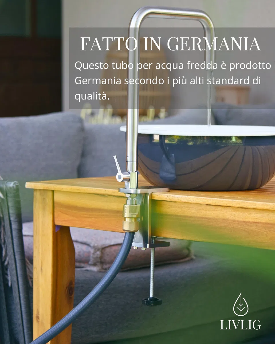 LIVLIG Tubo per Acqua 10 m 1/2 Pollice con raccordi, Tubo per Acqua Dolce per Campeggio, Cucina all'aperto o riempimento della Piscina, Tubo per Uso nel Settore dell'Acqua Potabile, Antracite