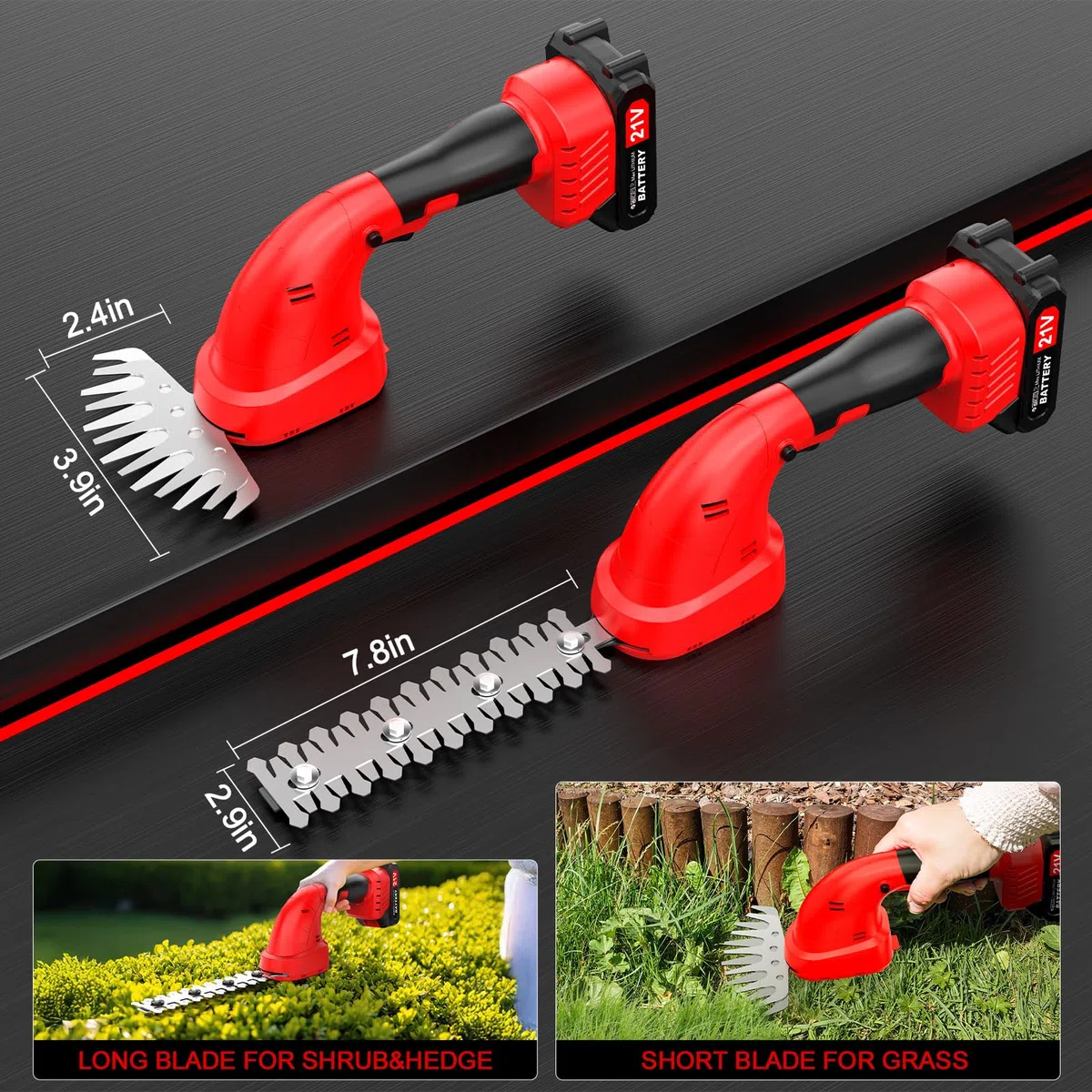 3 in 1 Tagliasiepi a Batteria Telescopico,Cesoie e Tagliasiepi senza fili,Tagliasiepi Elettrico con 2 * 2.0Ah Batteries,Raggio d'azione fino a 4m, Lunghezza Lama 200 mm e 155 mm, potare gli alberi, ta