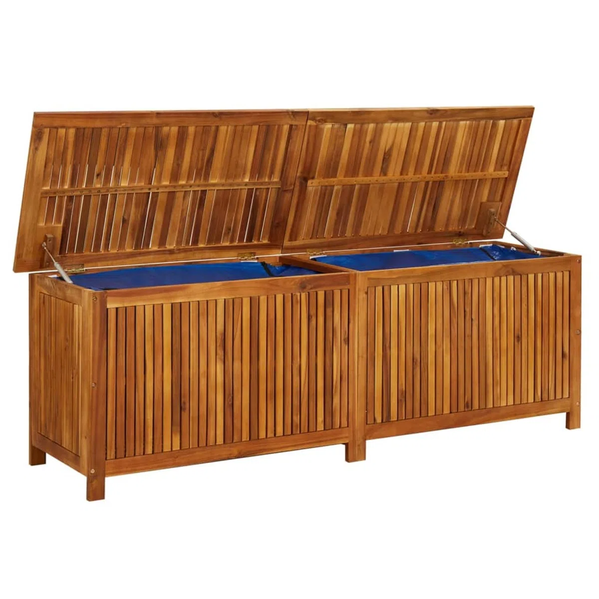 Gecheer Scatola portaoggetti da giardino, in legno di acacia massiccio, con borsa resistente all'acqua, 150 x 50 x 58 cm, per esterni, terrazza, piscina