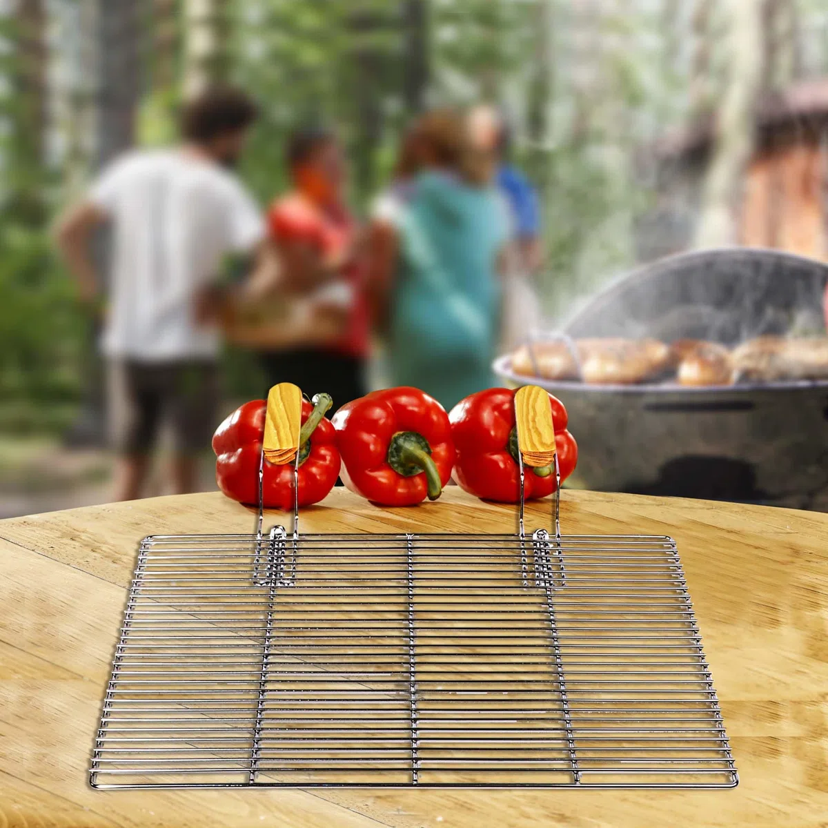 Griglia rettangolare per BBQ 54x34 cm In acciaio inox con manici Per grill a gas, a sfera ecc