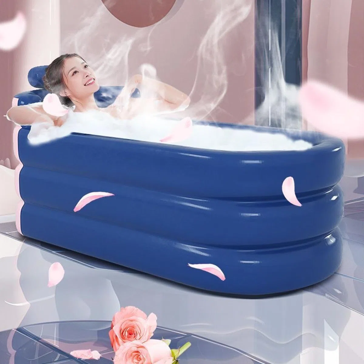 Vasca Da Bagno Gonfiabile Per Adulti Vasca Da Bagno Gonfiabile Portatile | Pieghevole Per Adulti Bambini Famiglia Interno Esterno Giardino Cortile Campeggio Viaggio Camper Spiaggia Piscina Spa Pic