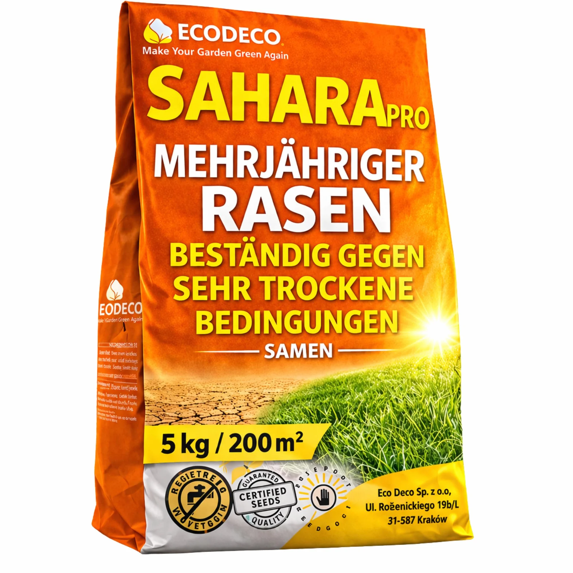 Semi per Prato Resistente 5kg per 200m² - Erba da Seminare - Crescita Rapida - 100% Graminacee Perenni - Ideale per Siccità e Zone Soleggiate