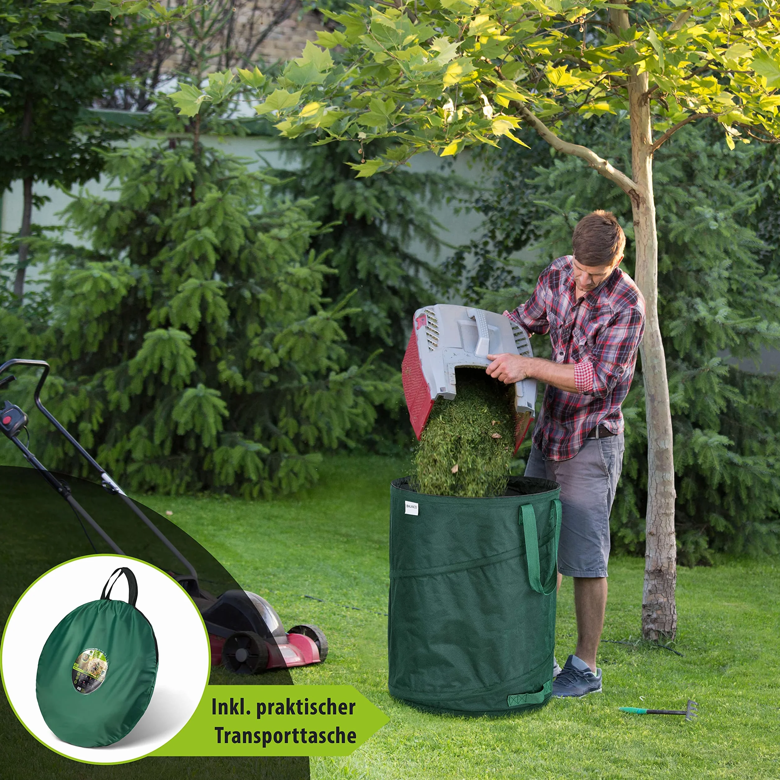 1x 170 litri sacco pop-up per rifiuti da giardino verde autoportante e stabile | per foglie | da giardino | per rifiuti verde pieghevole grande poliestere estremamente robusto 220 g/m² (1x 170 litri)