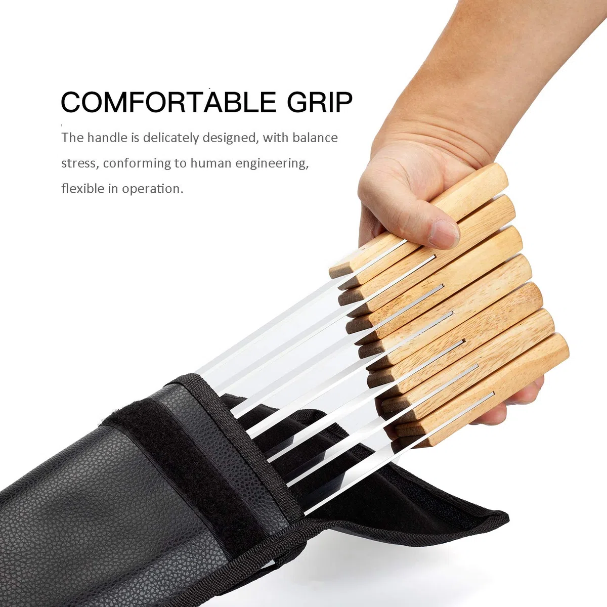 Goutime Spiedini per Kabobs, Shish Kebab Spiedini in legno per grigliate, Spiedini in metallo in acciaio inox per barbecue, 23 pollici di lunghezza 5/8 pollici di larghezza, set di 7 con borsa