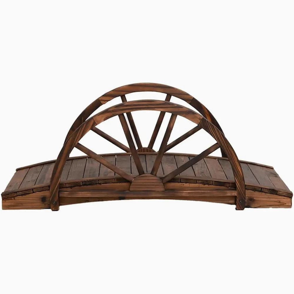 Mangloder - Ponte da giardino in legno massello di abete con design a ruote, 99 x 50 x 38 cm, portata 150 kg, per laghetto, ruscello, vialetto, giardino, terrazza e esterni decorativi