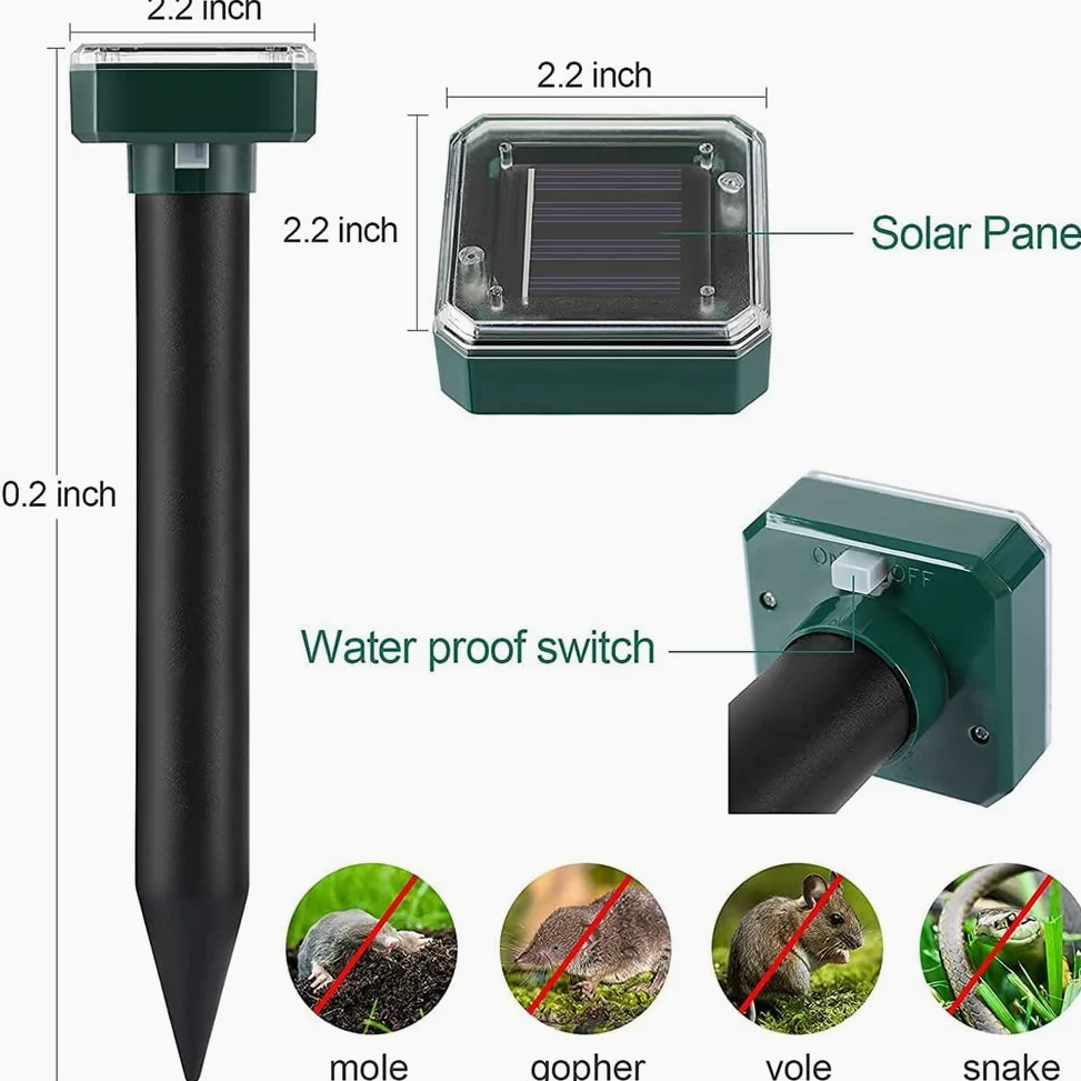 FANGO Confezione da 8 Repellenti per Serpenti A Energia Solare Repellenti per Serpenti A Ultrasuoni Repellente per Serpenti A Energia Solare Repellente per Roditori A Energia Solare per Esterni