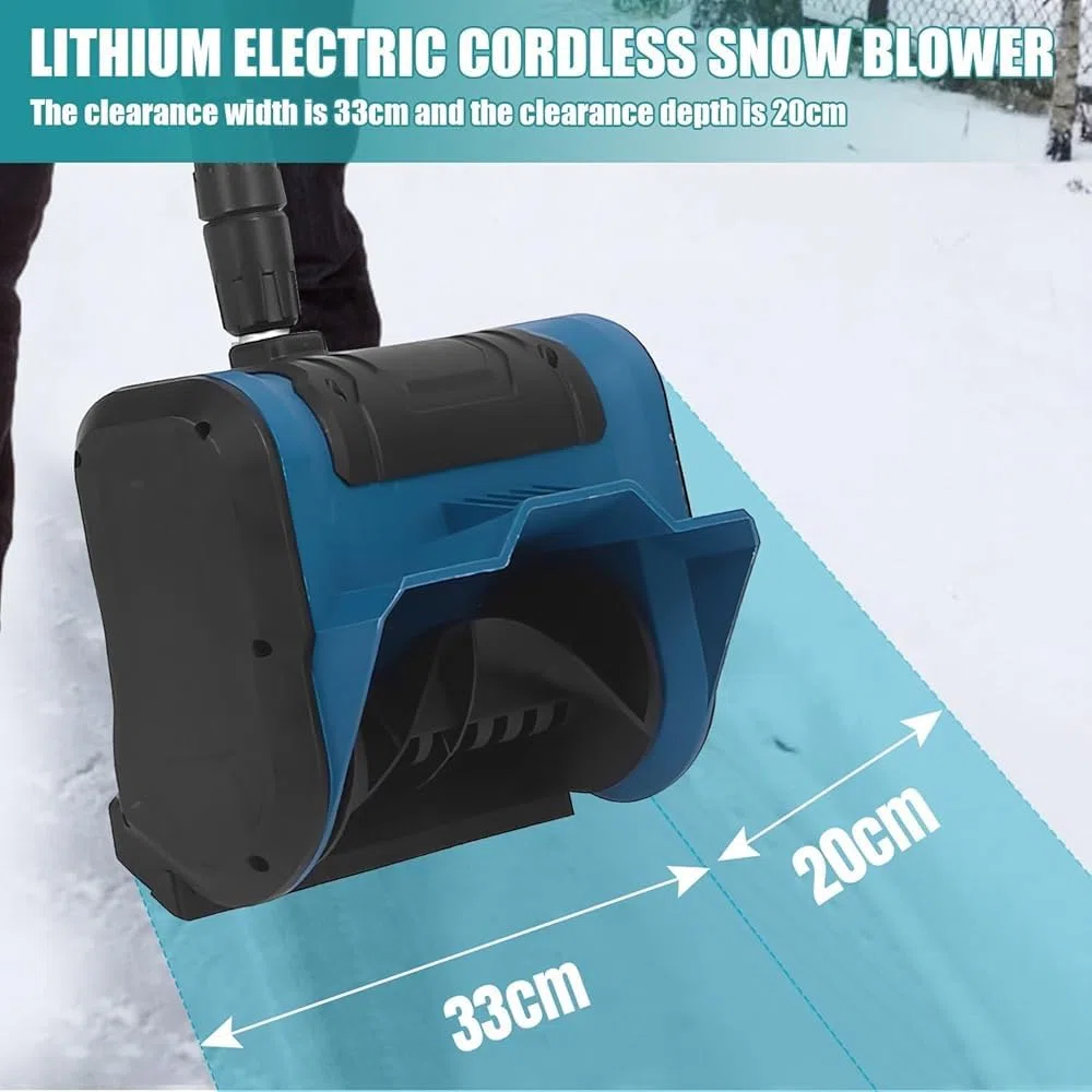 Spazzaneve senza fili con design pieghevole, due batterie incluse, altezza massima della neve 20 cm, distanza di lancio 8 m, ideale per tutti i tipi di strada