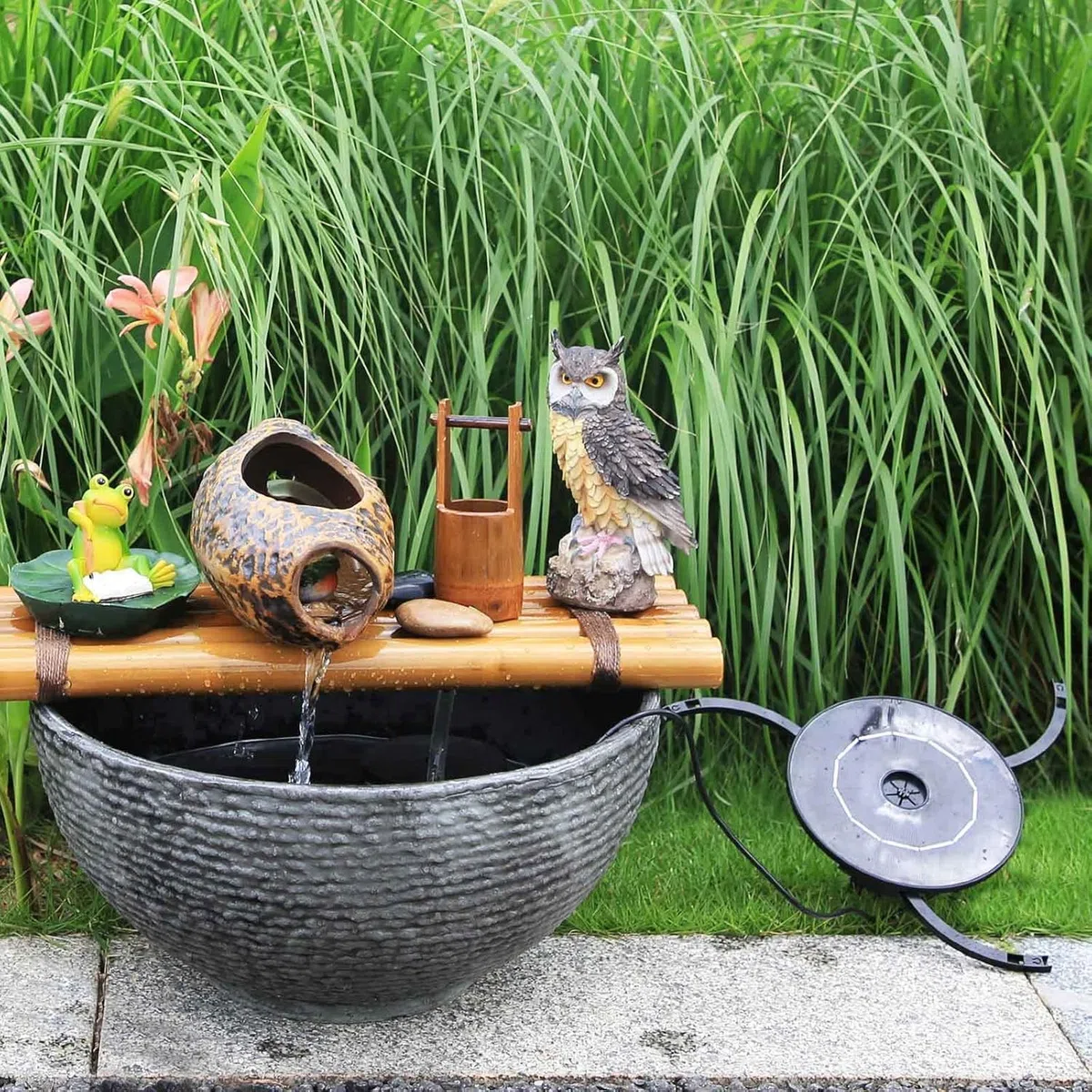 AISITIN Fontana Solare da Giardino Esterno 2,8W Fai da Te con Pannello Rimovibile e Supporto Fisso Pompa ad Energia Solare con 8 Effetti e Prolunga da 3 metri Ideale per Giardino,Stagno,Vasca Uccelli