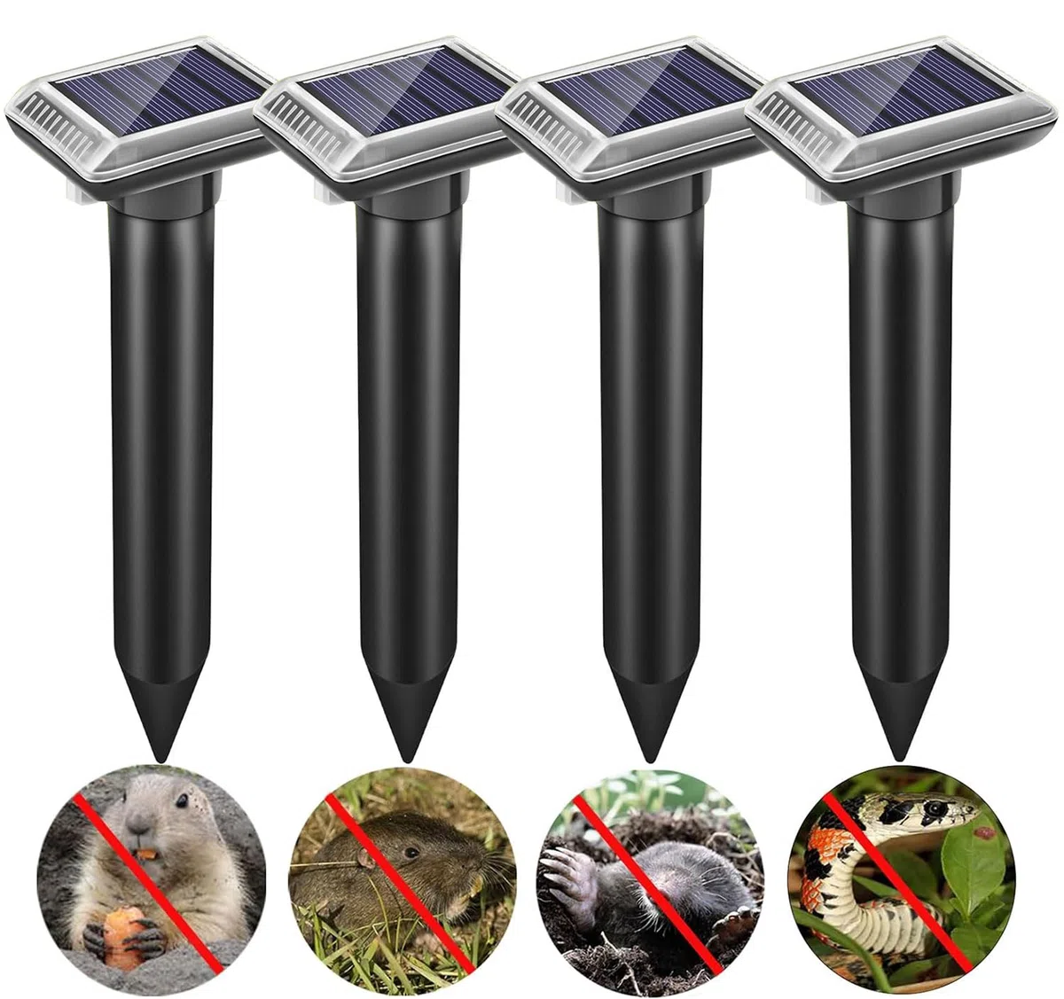 Dissuasori per Talpe Ultrasuoni Solare Scaccia Anti Talpe - IP65 Impermeabile Ultrasuoni dissuasore per gatti, Animali, Gopher, Serp