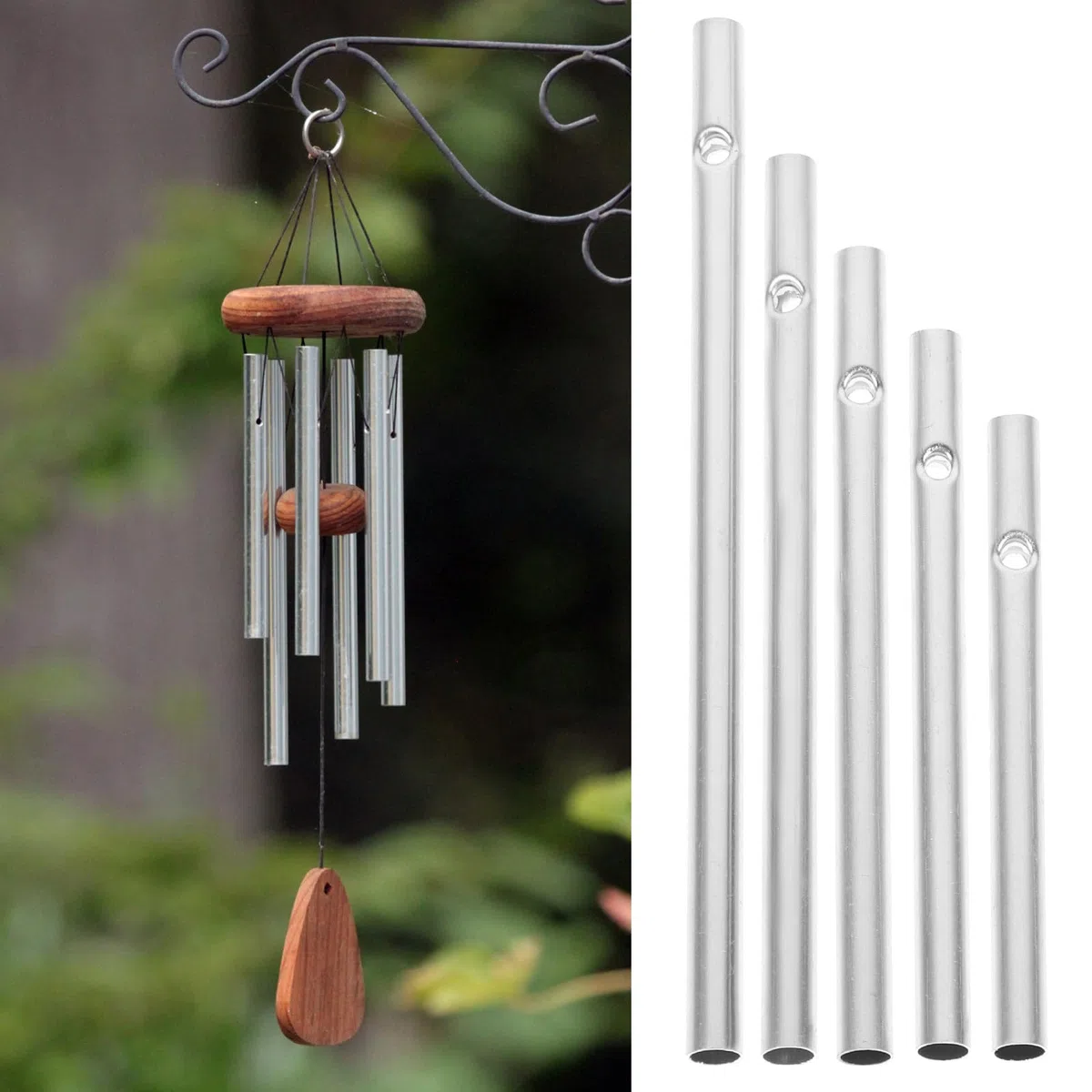 Tubi per Campanelli Eolici in Alluminio Argento 60 Pezzi Tubo Cavo di 6 Mm Facile da Appendere per Decorare Qualsiasi Luogo e Porta Posteriore
