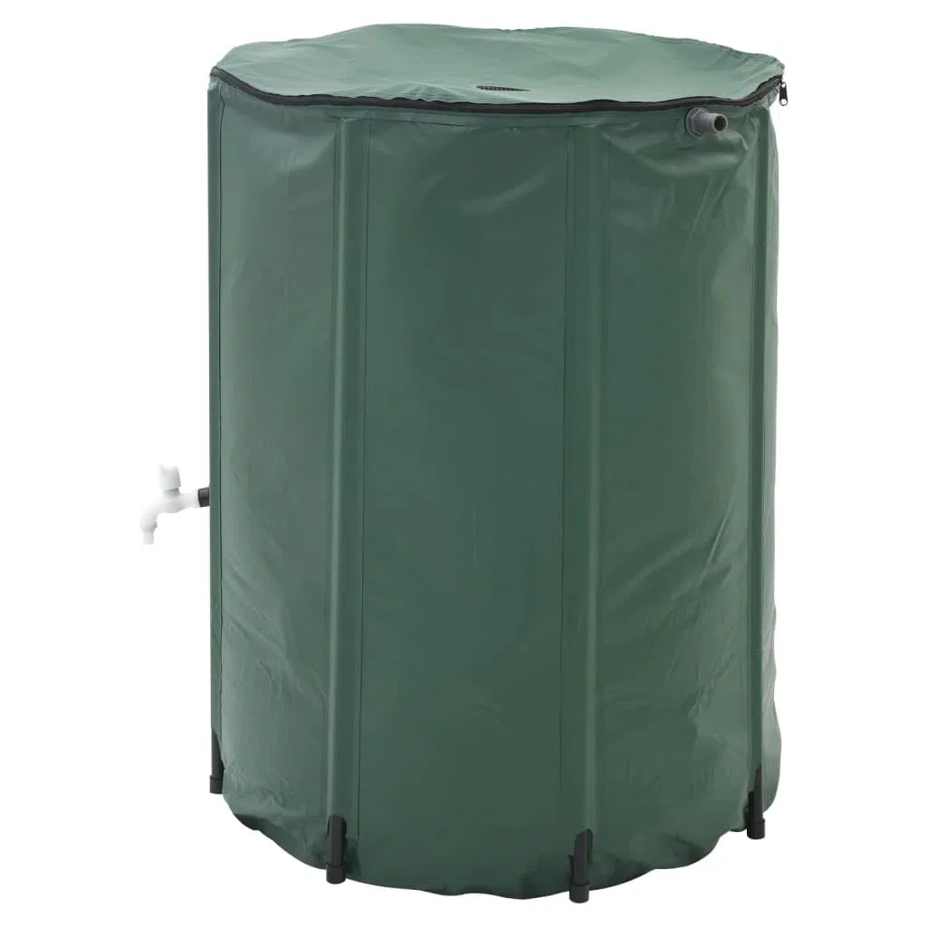 Serbatoio dell'acqua piovana, 250 l, pieghevole, in PVC, verde, con tubo da giardino e rubinetto, per irrigazione e irrigazione automatica di piante e ortaggi