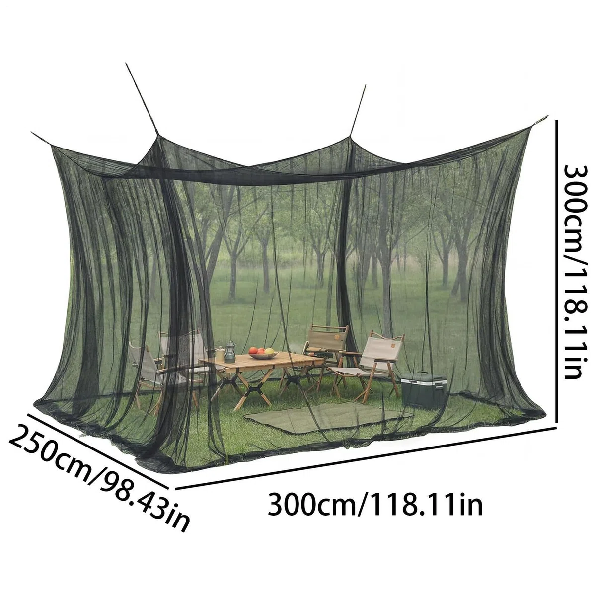 Tenda Zanzariera - Gazebo Esterno Anti-Insecti Con Porte A Zip, Rifugio In Rete Portatile Per Giardino, Campeggio, Patio E Barbecue, Montaggio Facile (300x300x250cm)