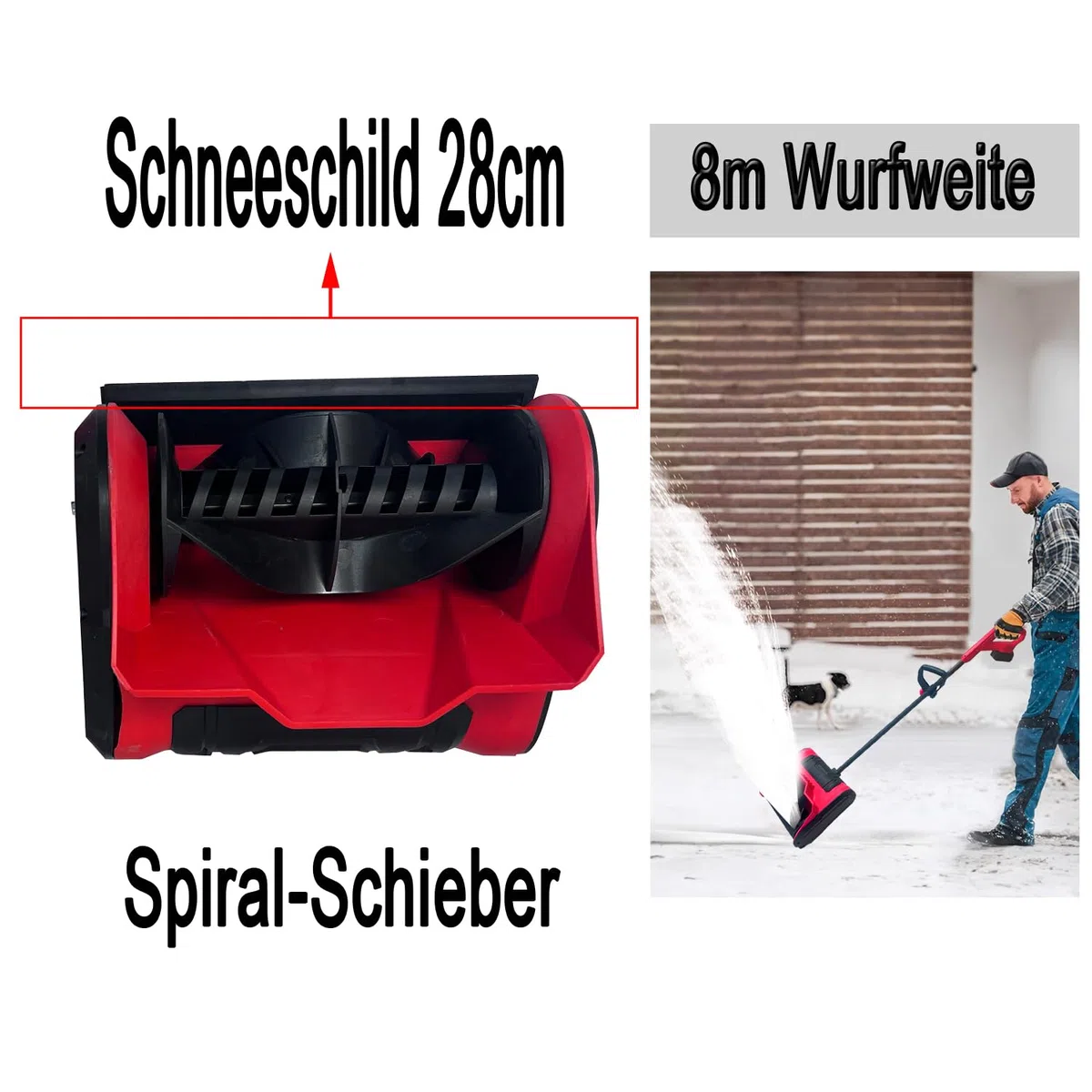 Hooha Spazzaneve a batteria senza odore di benzina, maneggevole, facile da mantenere, rimovibile, spazzaneve senza fili, distanza di lancio 8 m, larghezza di lavoro: 32 cm, altezza della neve 15 cm,