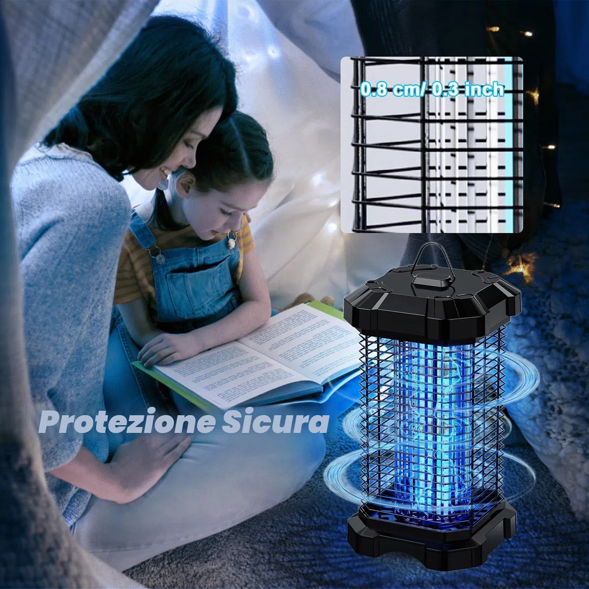 GIBOHOM Lampada Antizanzare, 4200V 18W UV Zanzariera Elettrica Efficace Portata 190 M², Lampada Zanzare Impermeabile IP44 Non Tossico Ecologico, Lampada Anti-zanzara per Interni, Esterni, Giardino