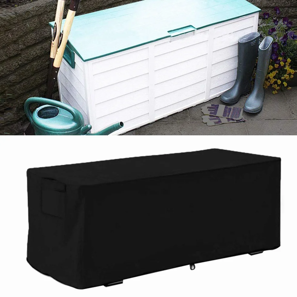 Copertura per Scatola di Immagazzinaggio per Esterni, Copertura per Scatola da Esterno UV Impermeabile Antipioggia per Esterni 123 * 62 * 55 cm per Giardino Cortile (Nero)