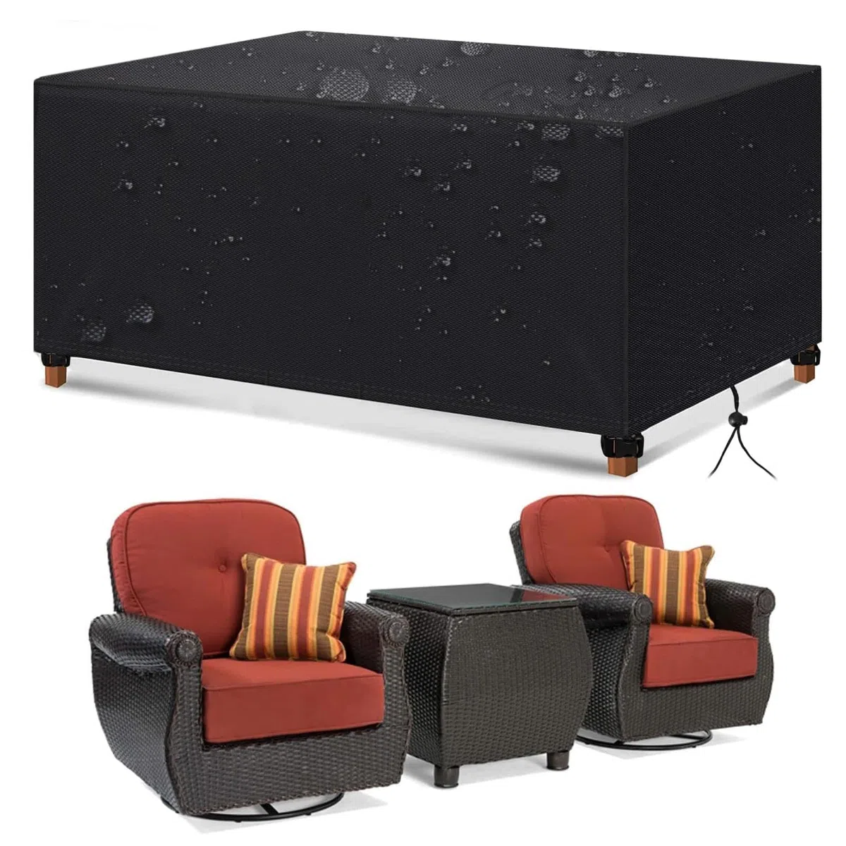 145 x 70 x 80 cm/LxPxA Alt., Copertura impermeabile per mobili da giardino, copertura per divano da giardino, impermeabile, anti-UV, resistente, per tavolo rettangolare e set di sedie
