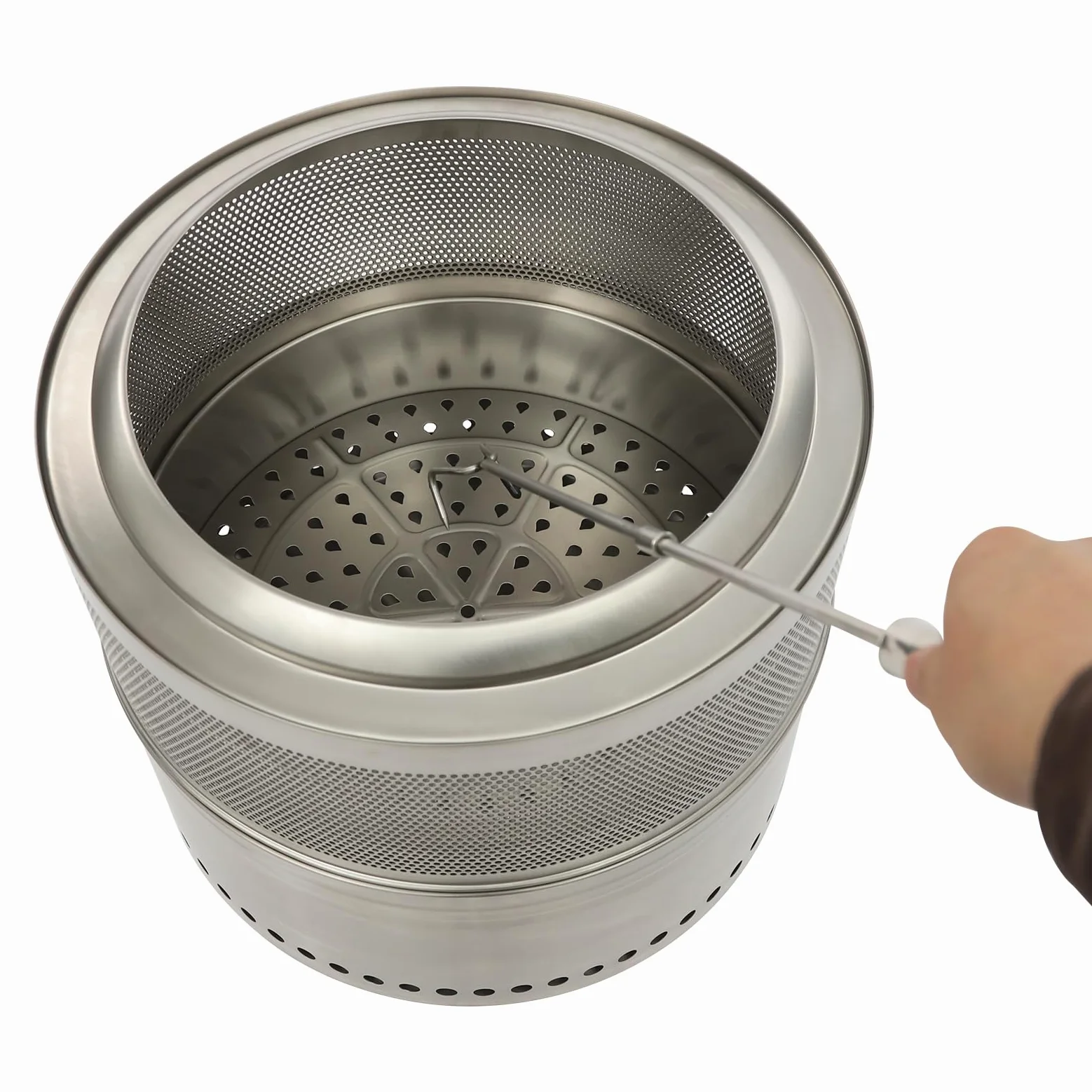 Braciere pieghevole senza fumo, con gancio e borsa da 63 cm, 50 x 40 cm, doppie pareti in acciaio inox, per campeggio, feste in giardino, falò
