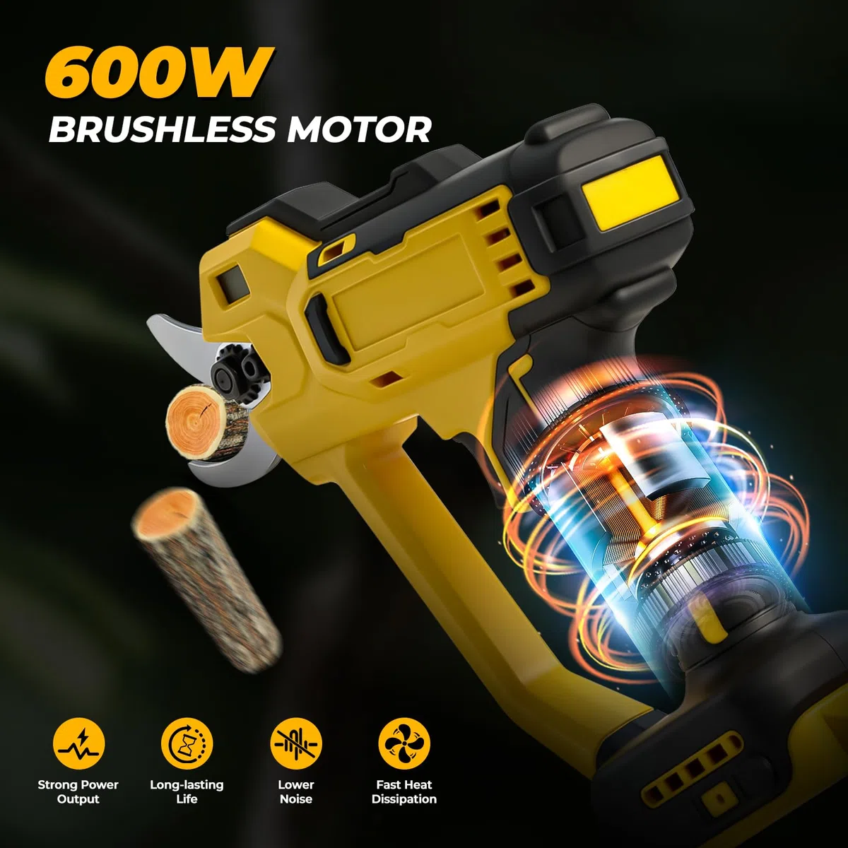 Forbici da giardino elettriche compatibili con batteria Dewelt da 18 V, forbici da giardino leggere da 35 mm, senza spazzole per giardini, frutteti a 2 marce, display digitale, lame di ricambio SK5