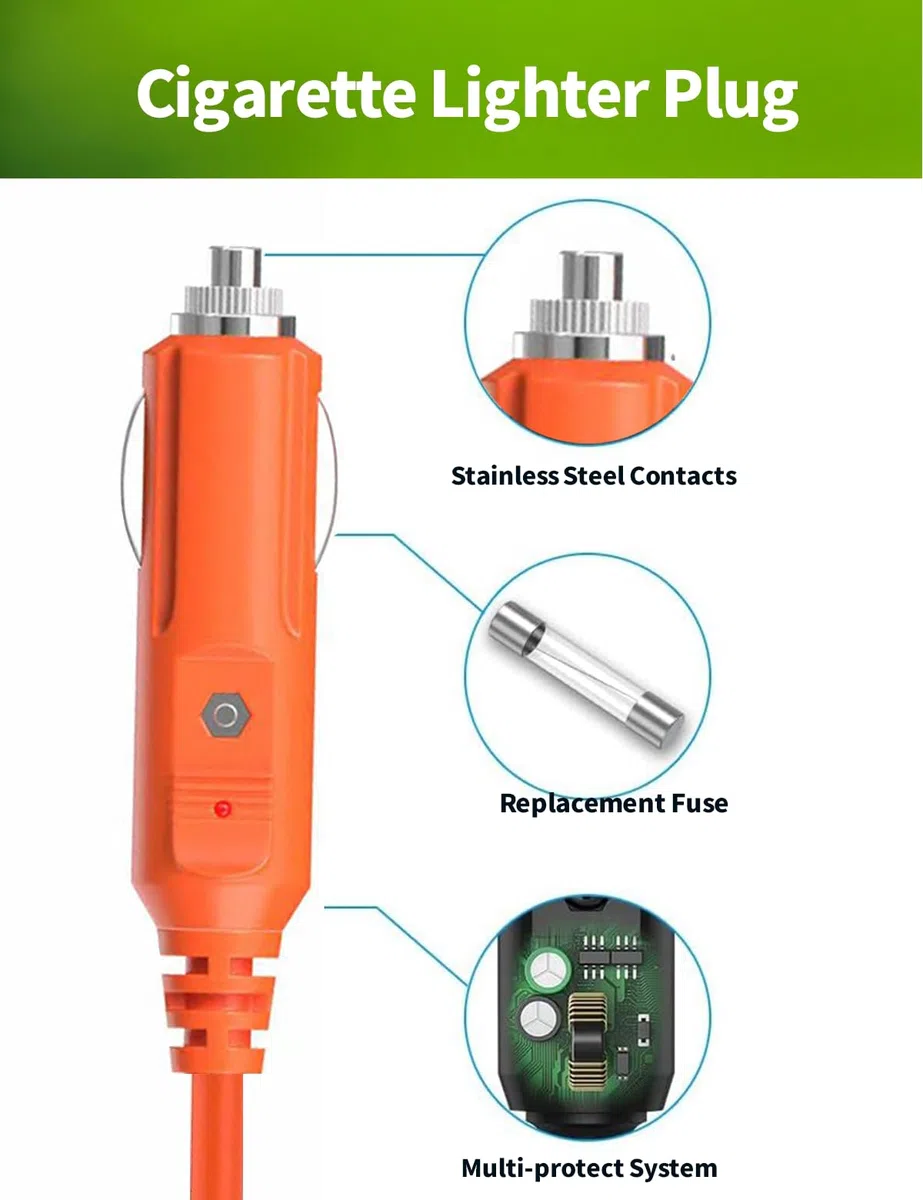 XT60i su Accendisigaro Cavo, 14AWG 12V/24V Ladekabel per Powerstation e Solargeneratore – Compatibile con ECOFLOW, Anker, DJI – Cavo di Estensione 2m per Auto, Camper