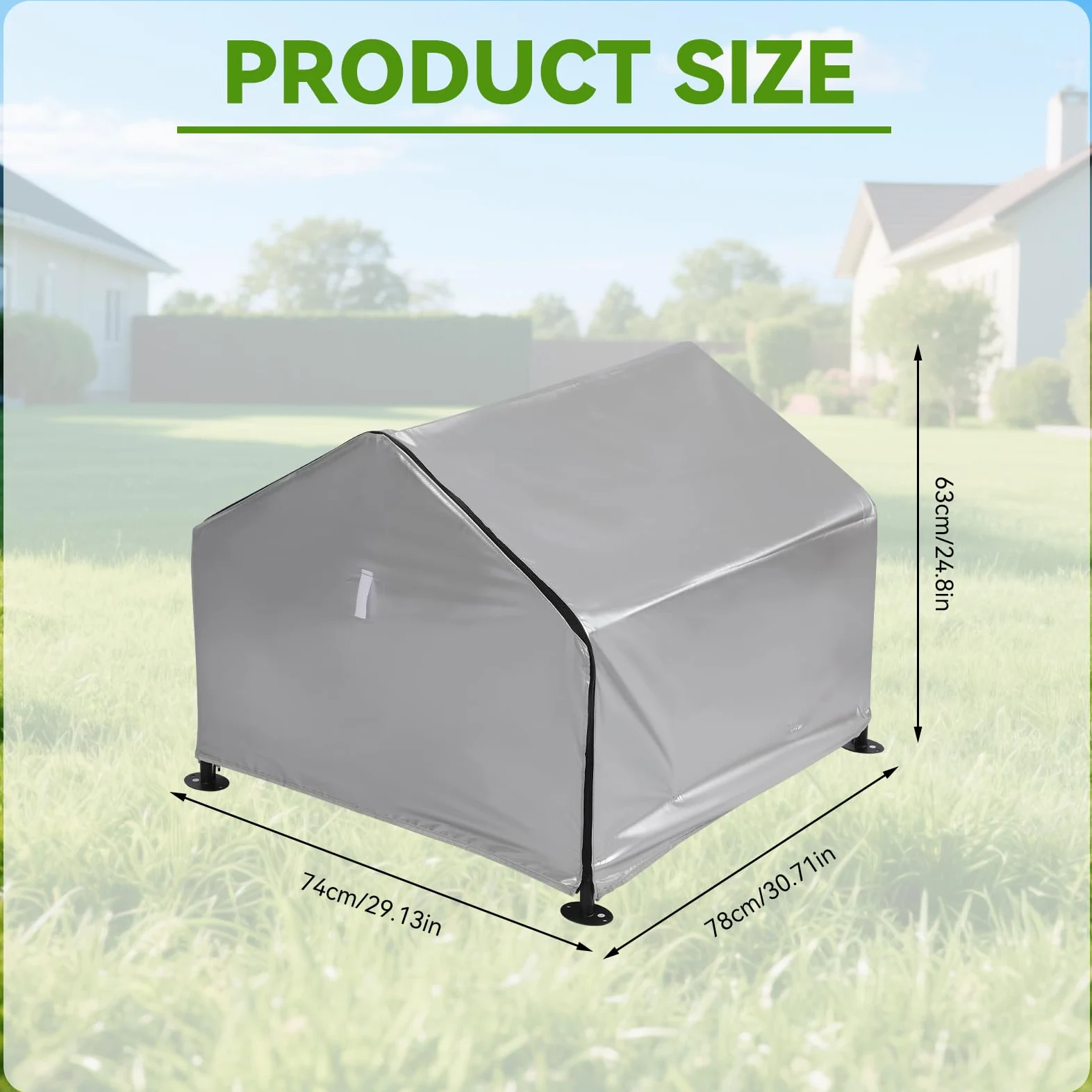 Garage, tosaerba robotizzato con tetto a due falde, 74 x 78 x 63 cm, garage per robot tosaerba, protezione da vento, foglie, precipitazioni e raggi solari, montaggio semplice
