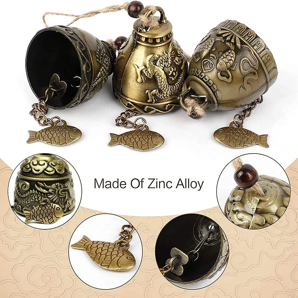 3 Pezzi Campana Appendere Vintage, Campanella a Vento, Windchime Vintage Campane, Vintage Wind Chimes Campana, Campana Feng Shui da Giardino, per Giardino di casa Hanging Good Luck Blessing