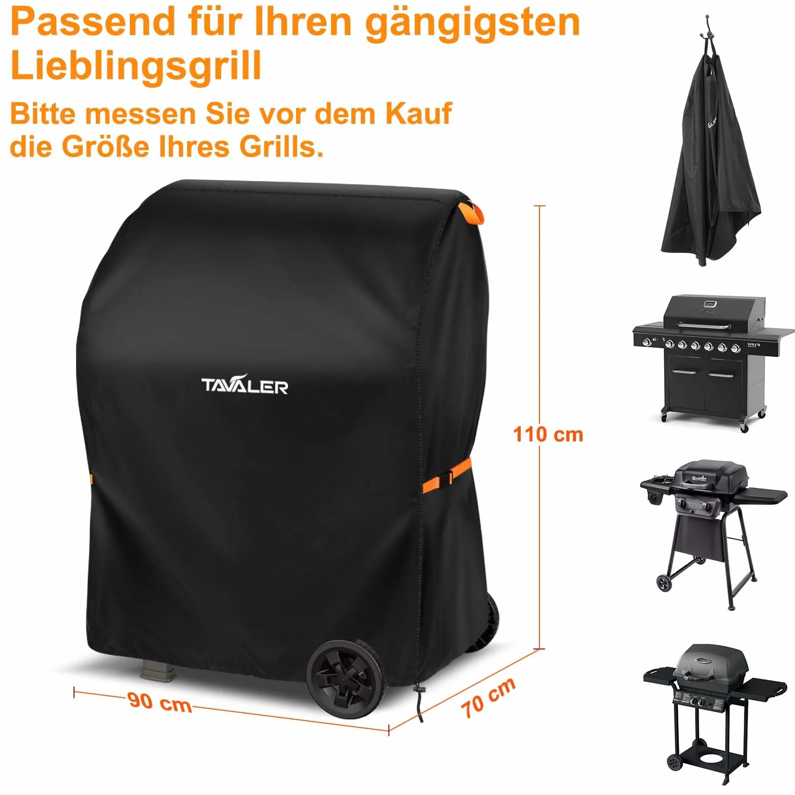 Tavaler Copertura per barbecue, resistente alle intemperie, 90 x 70 x 110 cm, in tessuto Oxford 420D, copertura per barbecue a gas, per Weber, Enders, Char Broil