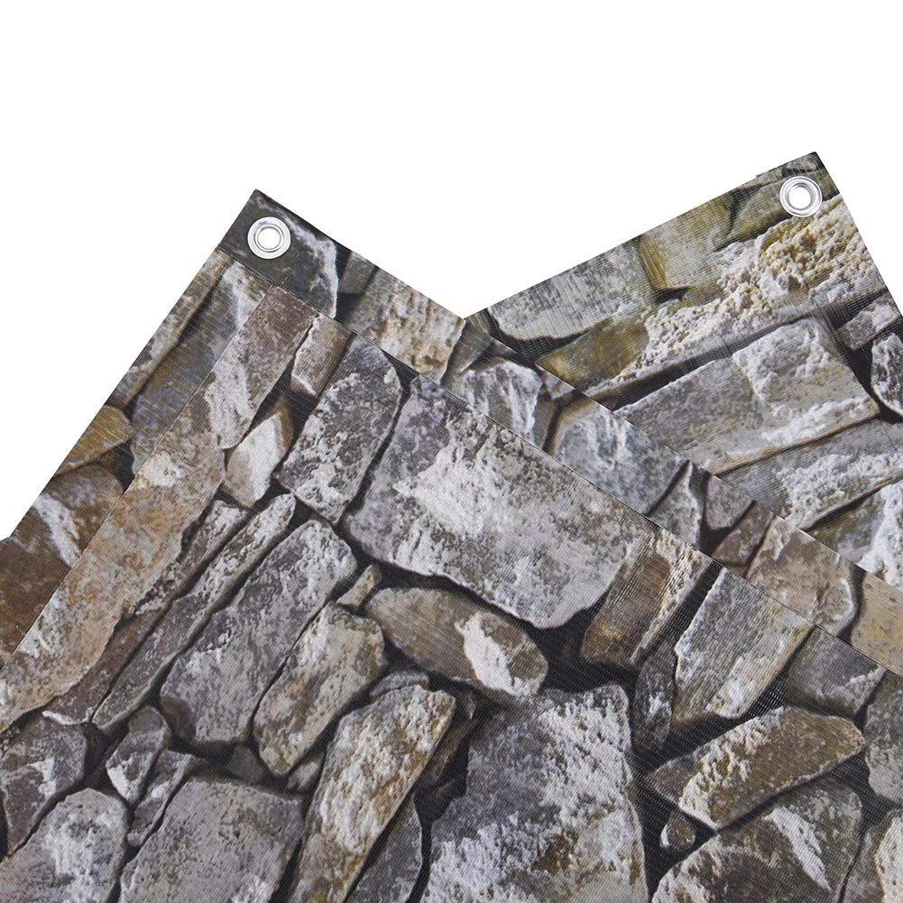 BAKAJI Telo Copertura Frangivista Frangivento per Ringhiera Protezione Balcone Dimensione 600 x 90 cm in Tessuto PVC Aggancio ad Occhielli Corda 24mt Inclusa (Pietra)
