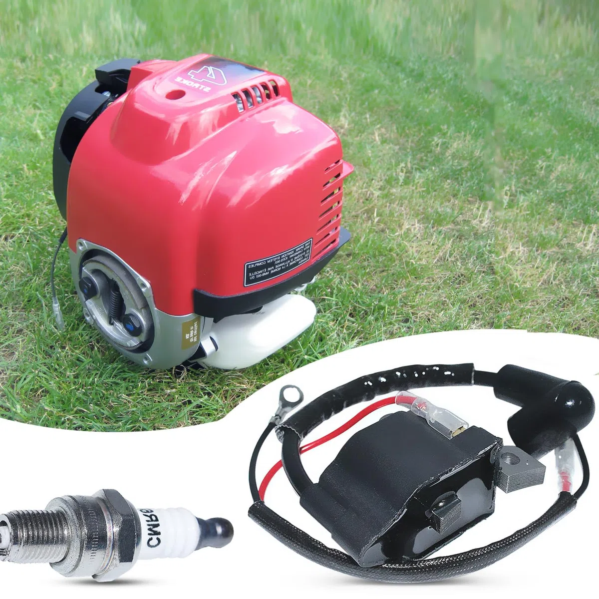Bobina di Accensione per Honda GX35 UMK435 e Motore di Serie, ADEFOL Modulo Bobina di Accensione con Candela Accessorio per Decespugliatore Motore a 4 Tempi Pezzi di Ricambio