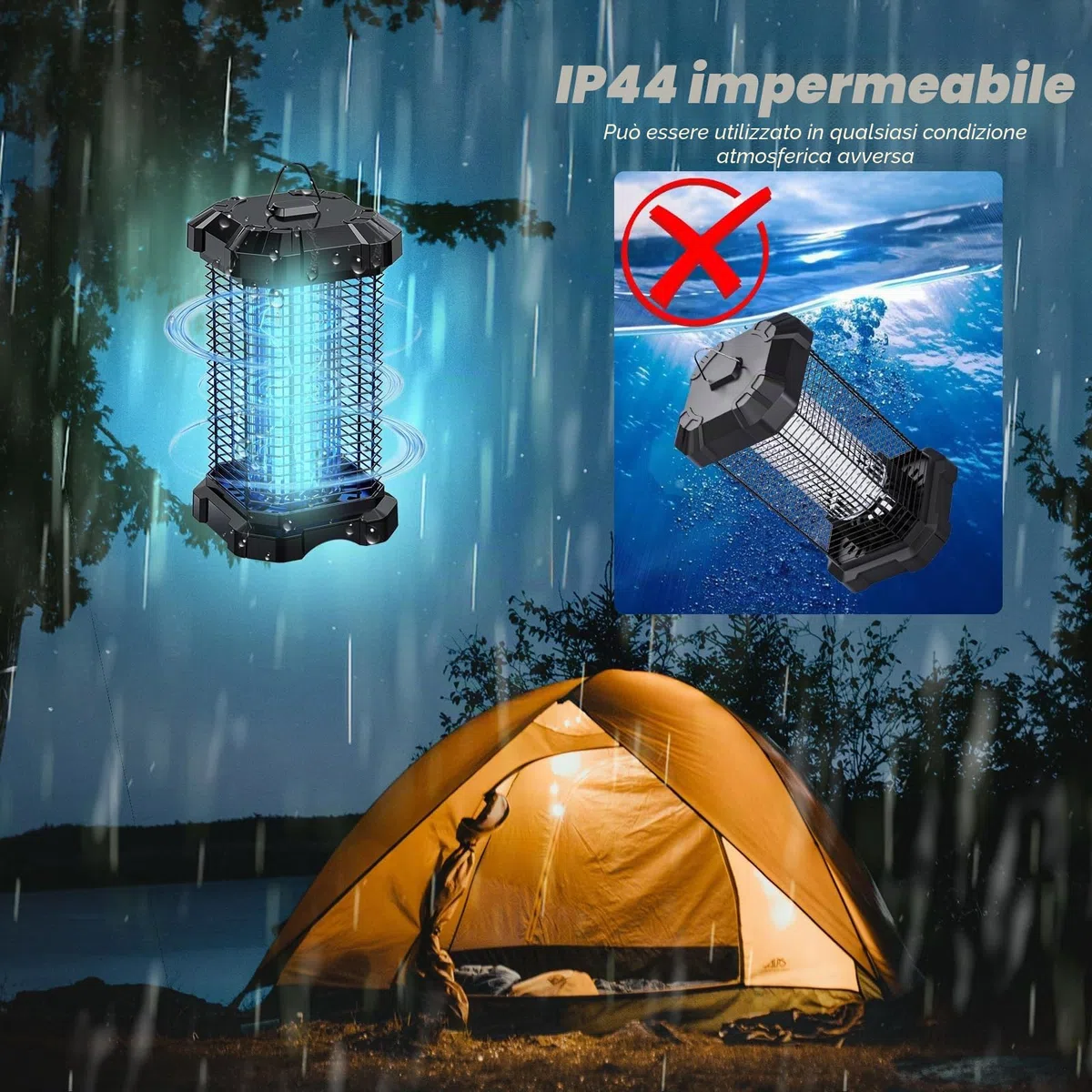GIBOHOM Lampada Antizanzare, 4200V 18W UV Zanzariera Elettrica Efficace Portata 190 M², Lampada Zanzare Impermeabile IP44 Non Tossico Ecologico, Lampada Anti-zanzara per Interni, Esterni, Giardino