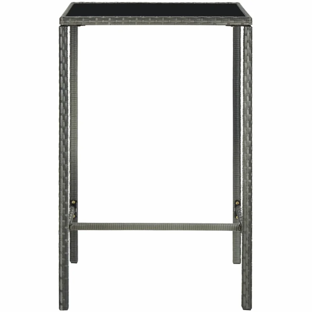 Tavolo da Bar da Giardino Grigio 70x70x110 cm Polyrattan Vetro,Tavolo da Bar da Giardino in Polyrattan, Resistente Alle Intemperie, per Esterni e Interni Tavolini da Caffé